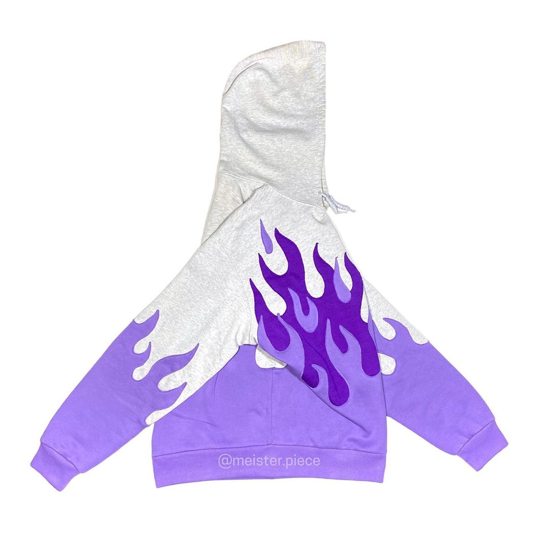 Reworked Nike Flames Hoodie Purple/White