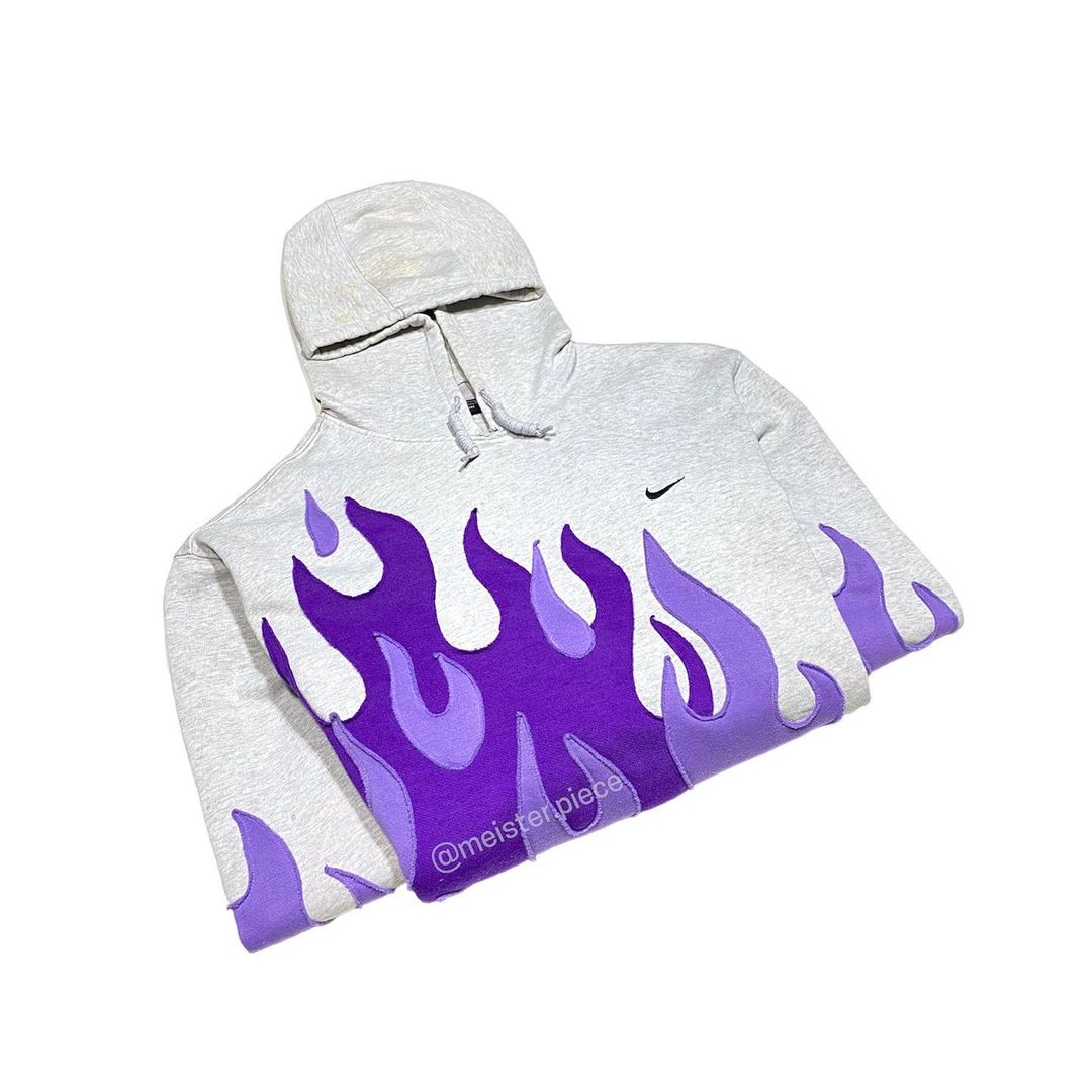 Reworked Nike Flames Hoodie Purple/White