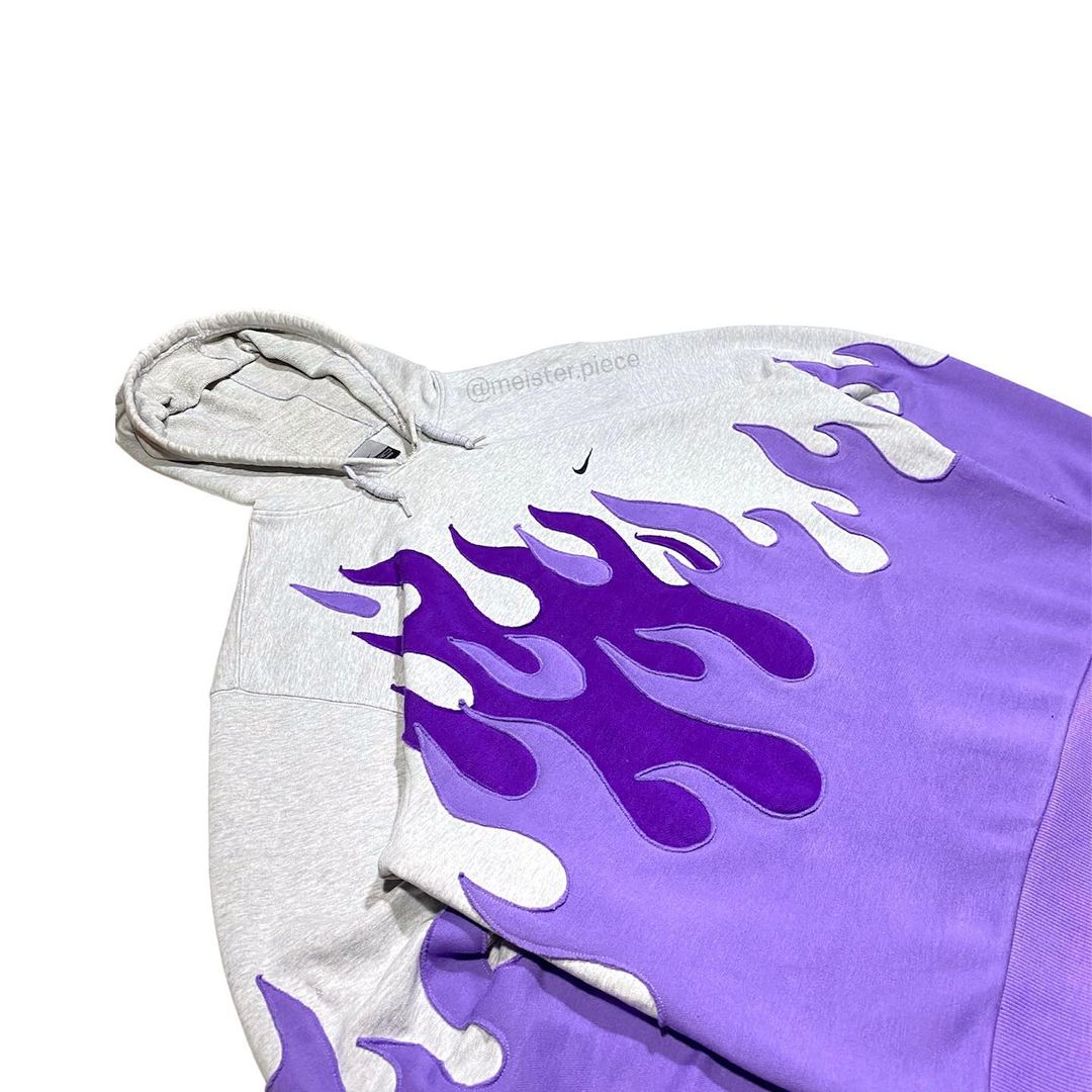 Reworked Nike Flames Hoodie Purple/White