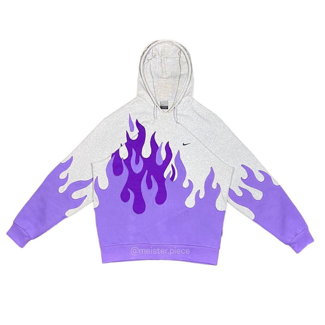 Reworked Nike Flames Hoodie Purple/White