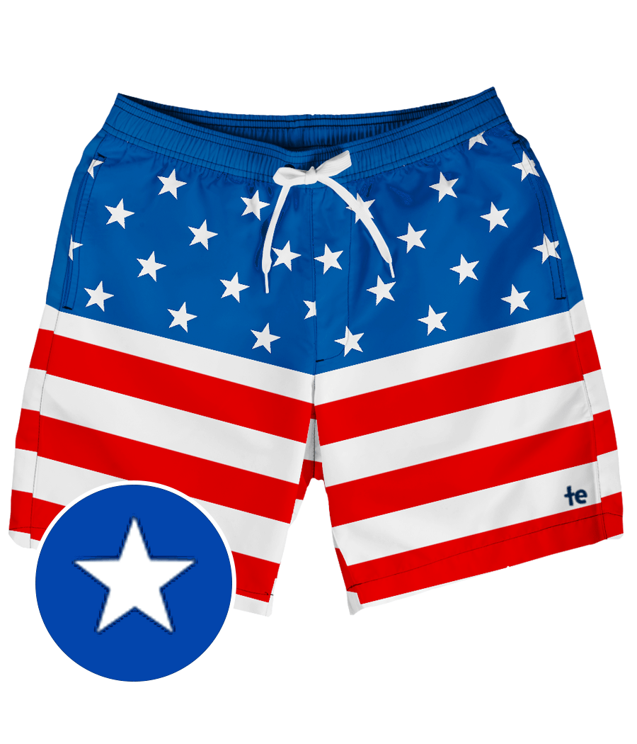 American Flag Stretch Swim Trunks