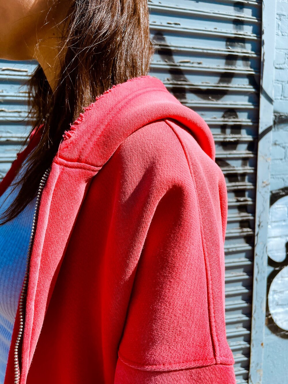 OVERSIZE ZIP UP HOODIE / AGED RED