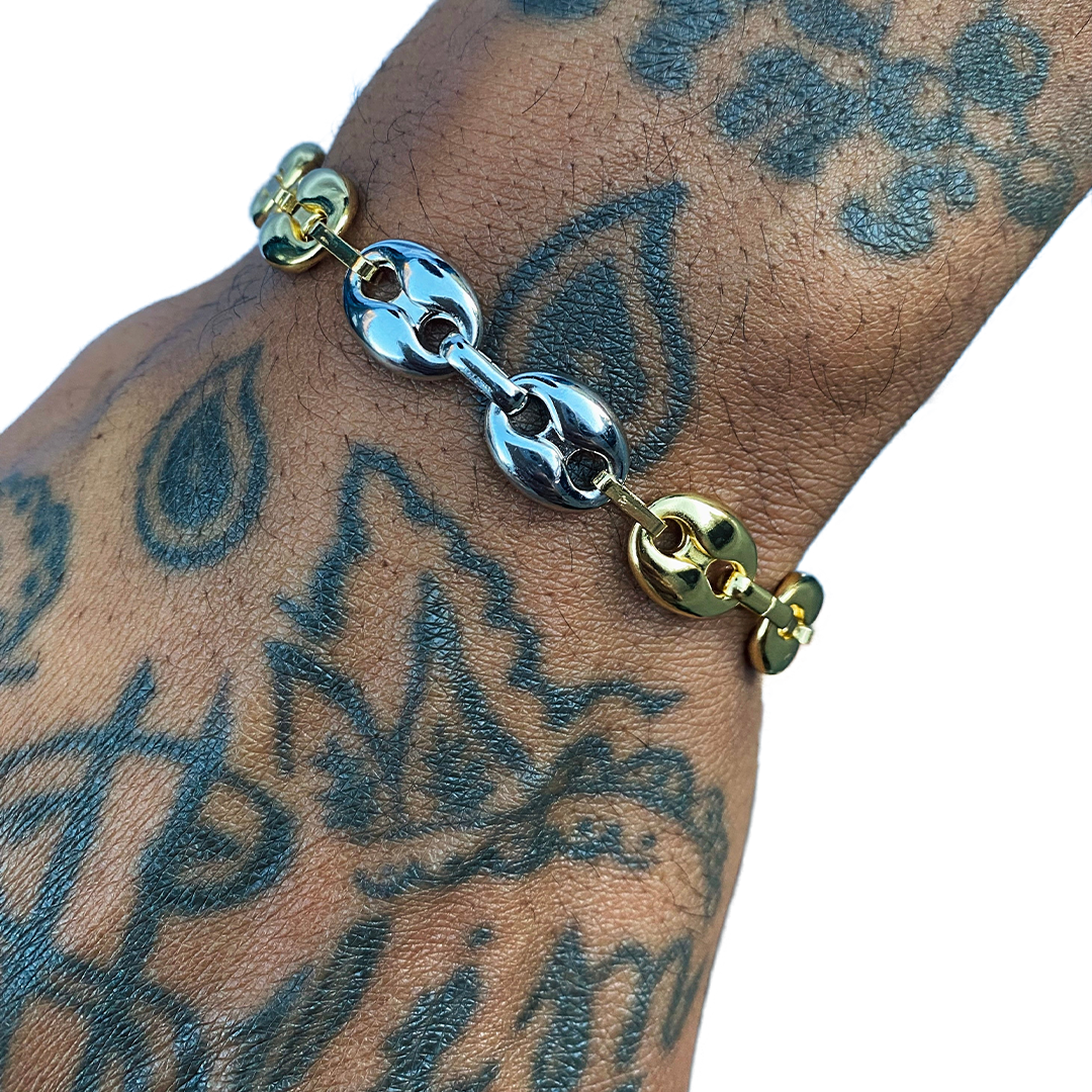 2 tone mariner link bracelet