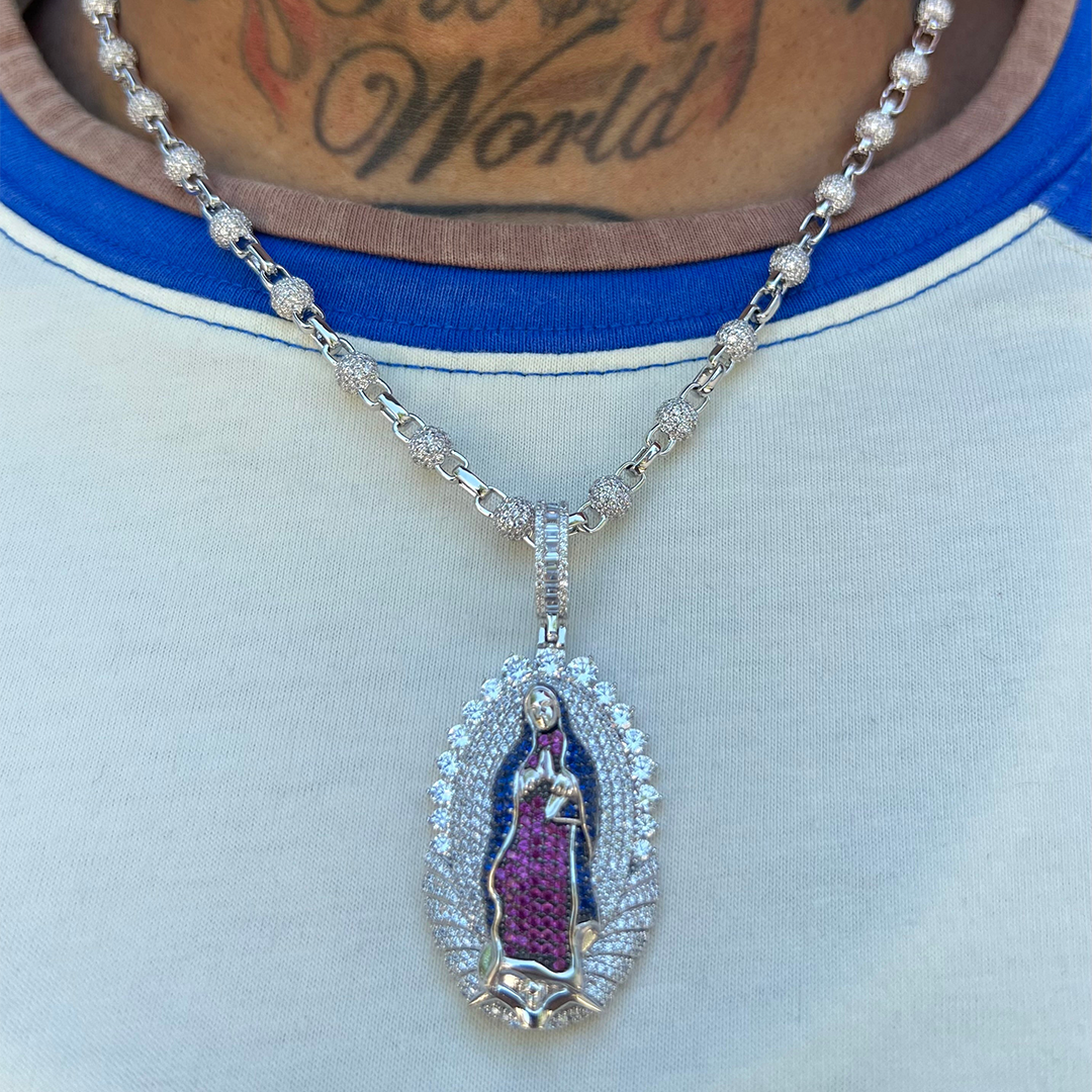 Virgin Mary stone ball chain