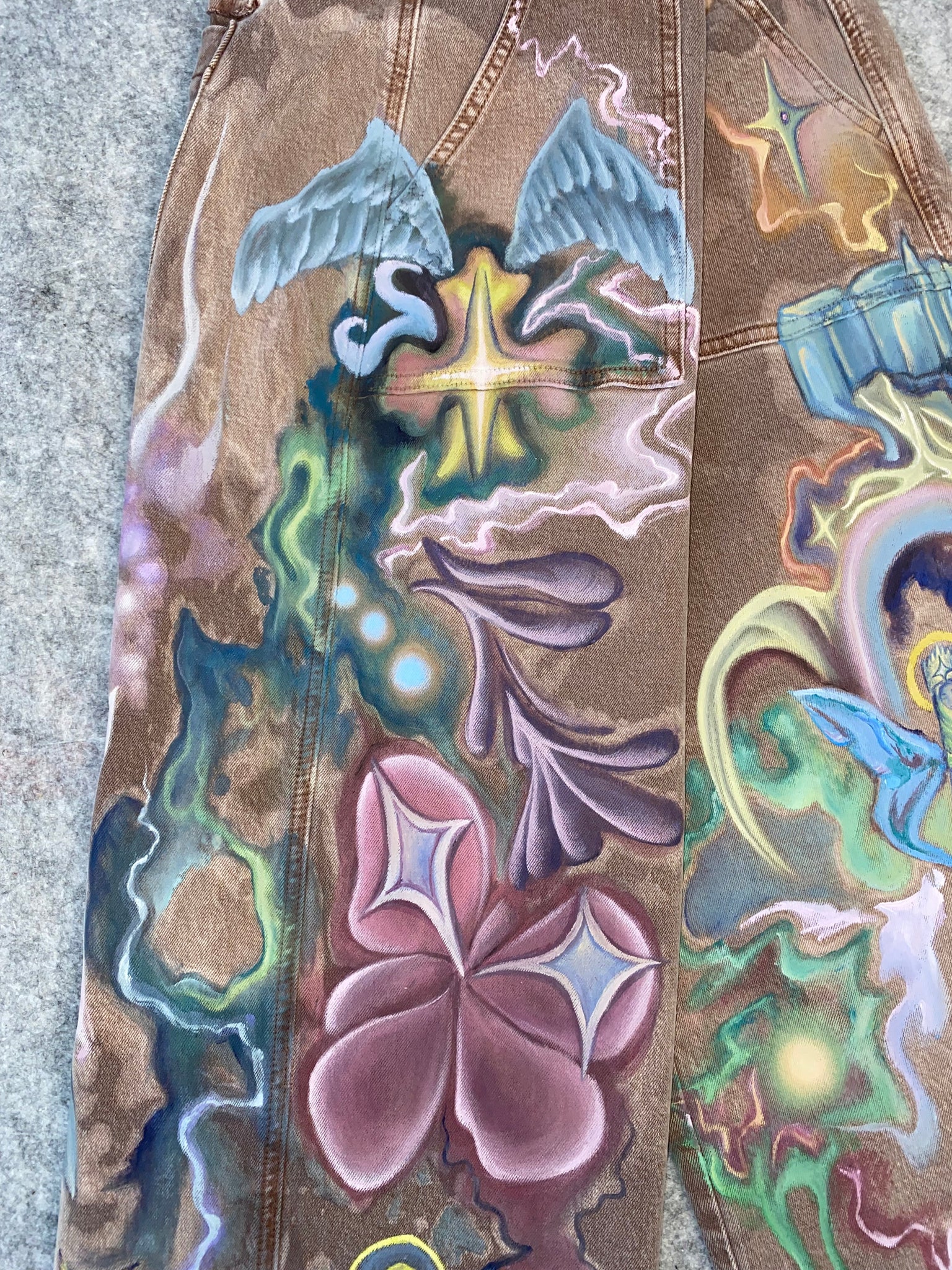 ‘Symbolic World’ Hand-Painted Unique Women's Stretchy Jeans