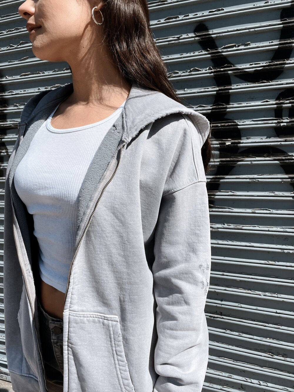 OVERSIZE ZIP-UP HOODIE AGED GREY