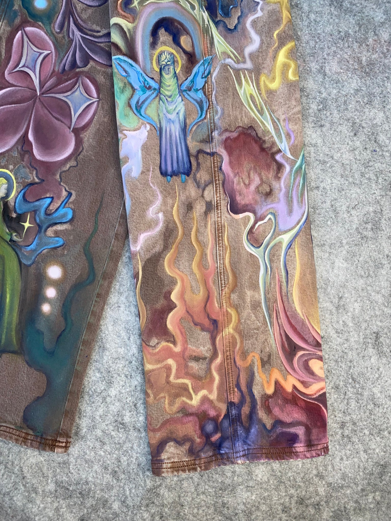 ‘Symbolic World’ Hand-Painted Unique Women's Stretchy Jeans