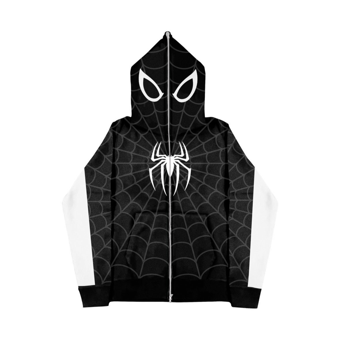 "SPIDER SOCIETY" BLACK ZIP-UP JACKET