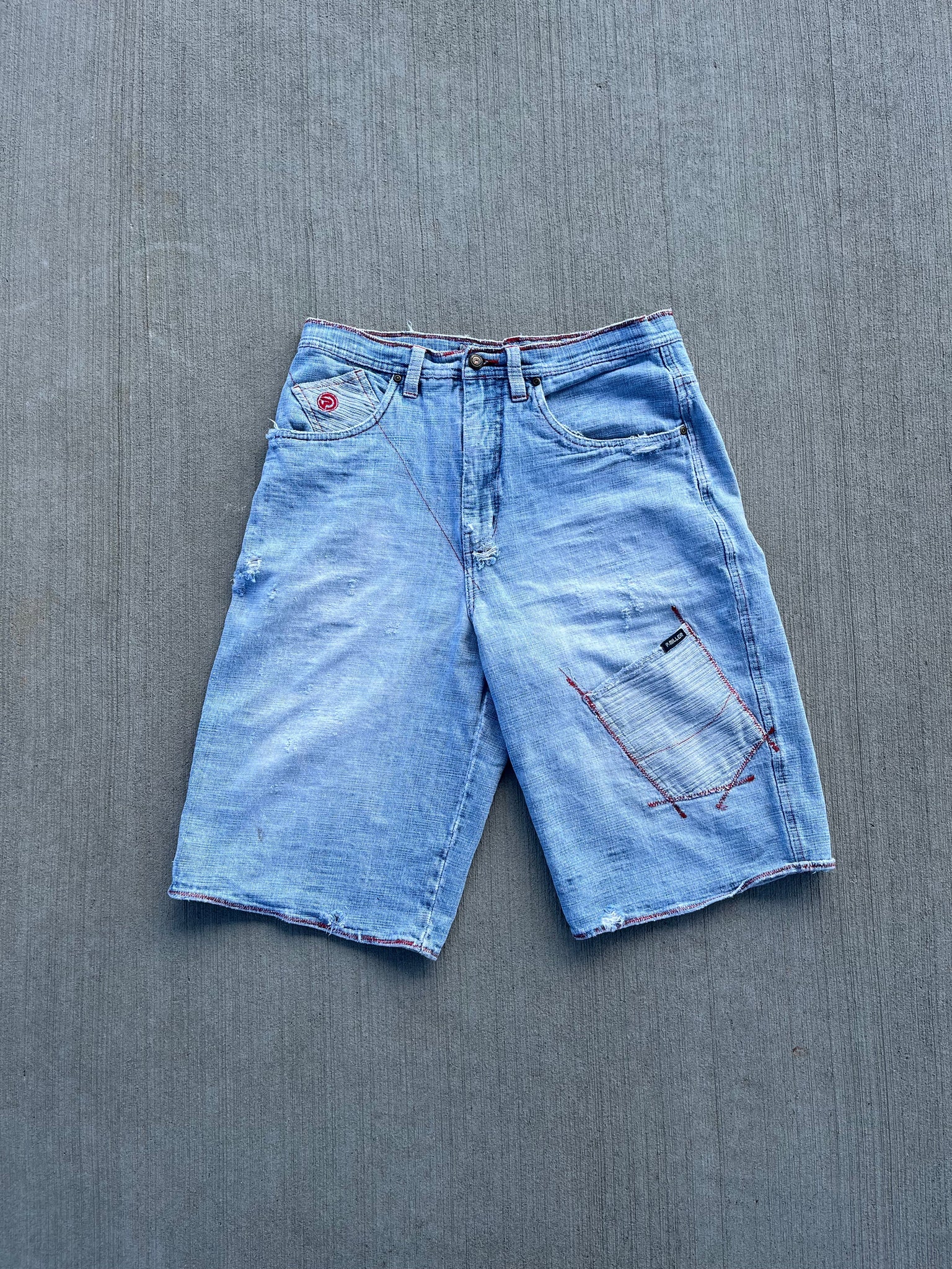 (34) 00s P. Miller Baggy Embroidered Denim Shorts