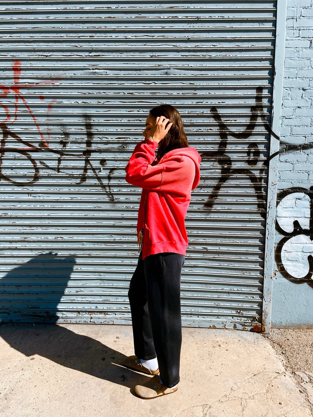 OVERSIZE ZIP UP HOODIE / AGED RED