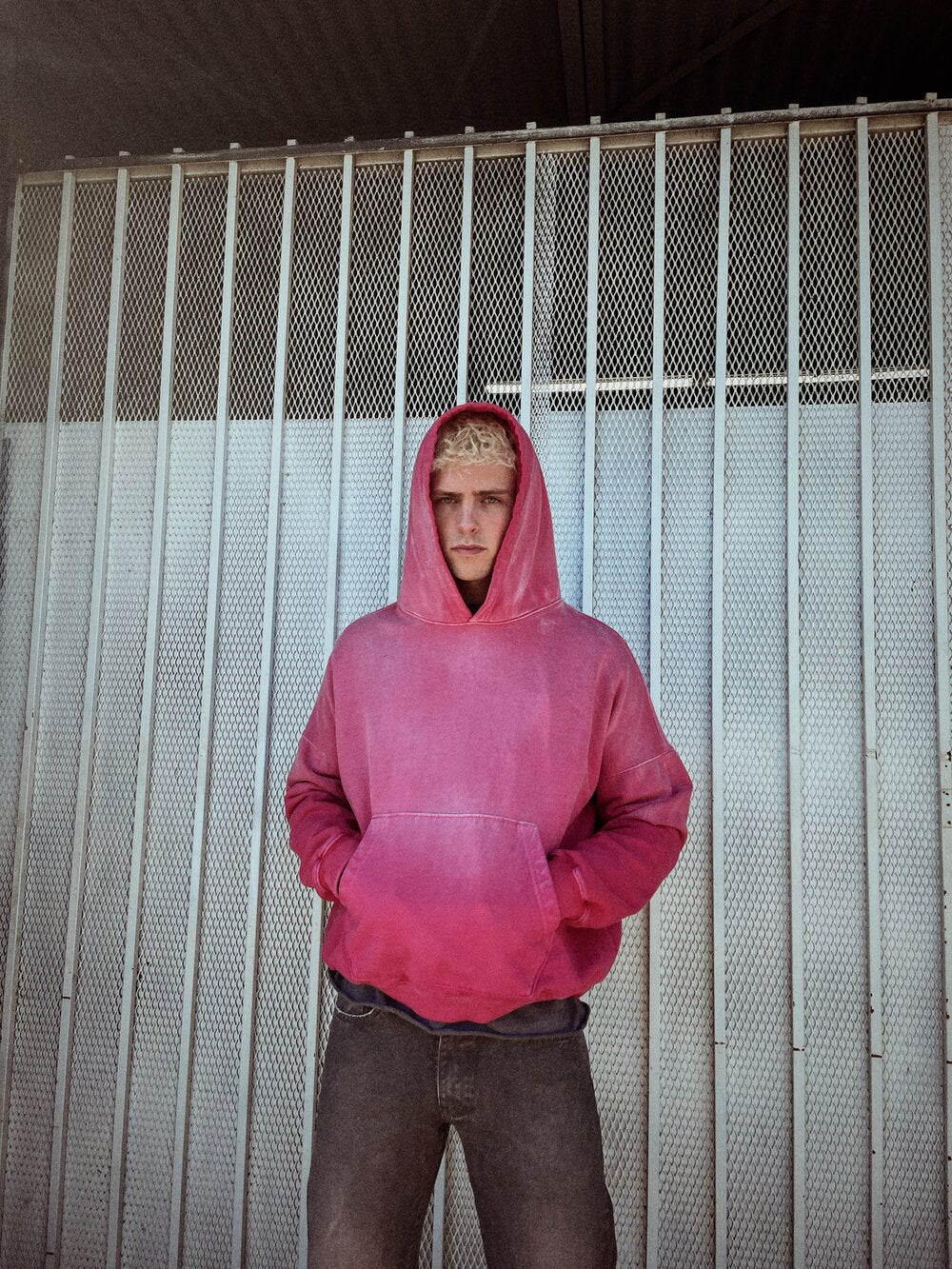 OVERSIZE CROP HOODIE AGED RED