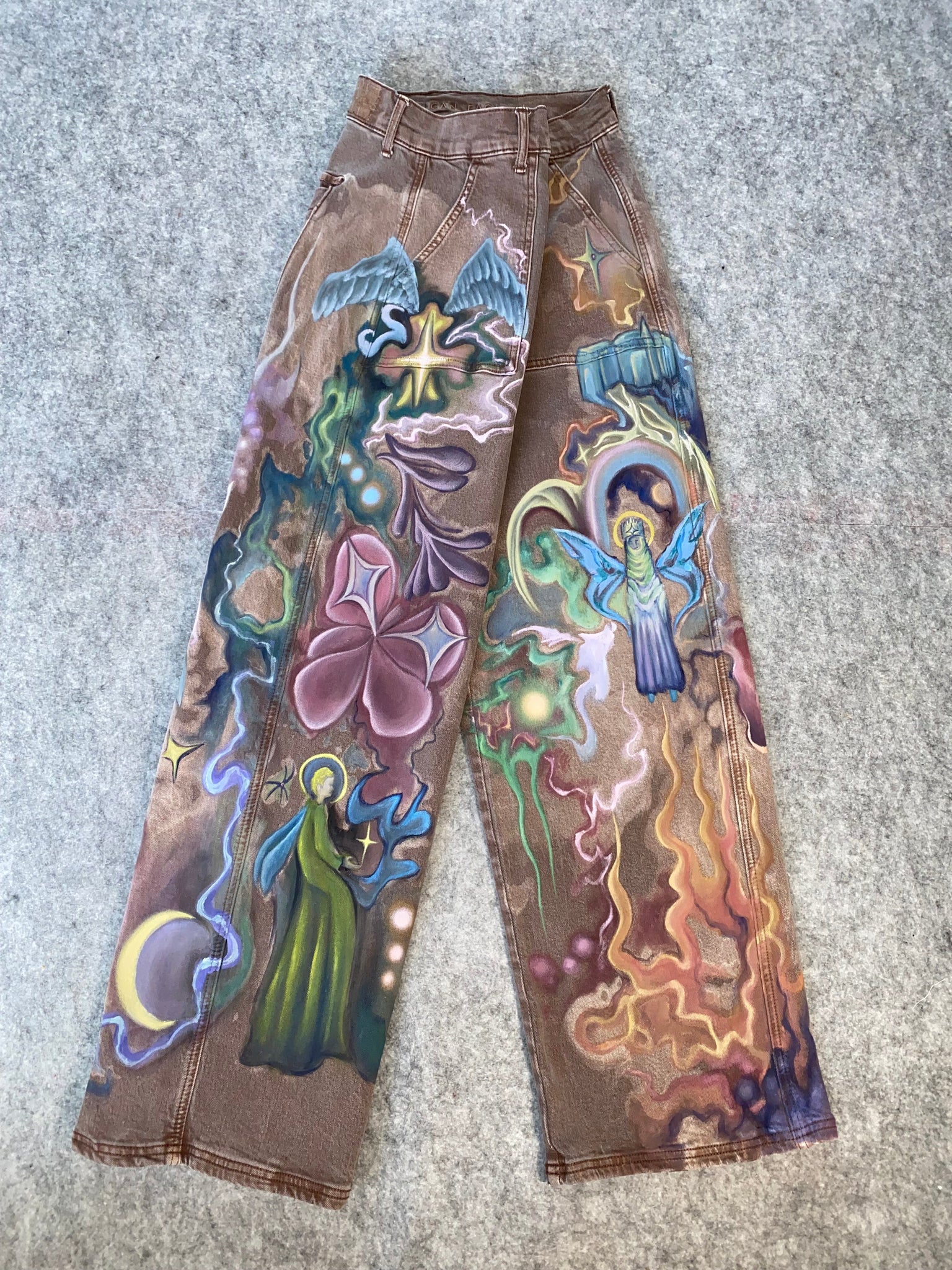 ‘Symbolic World’ Hand-Painted Unique Women's Stretchy Jeans