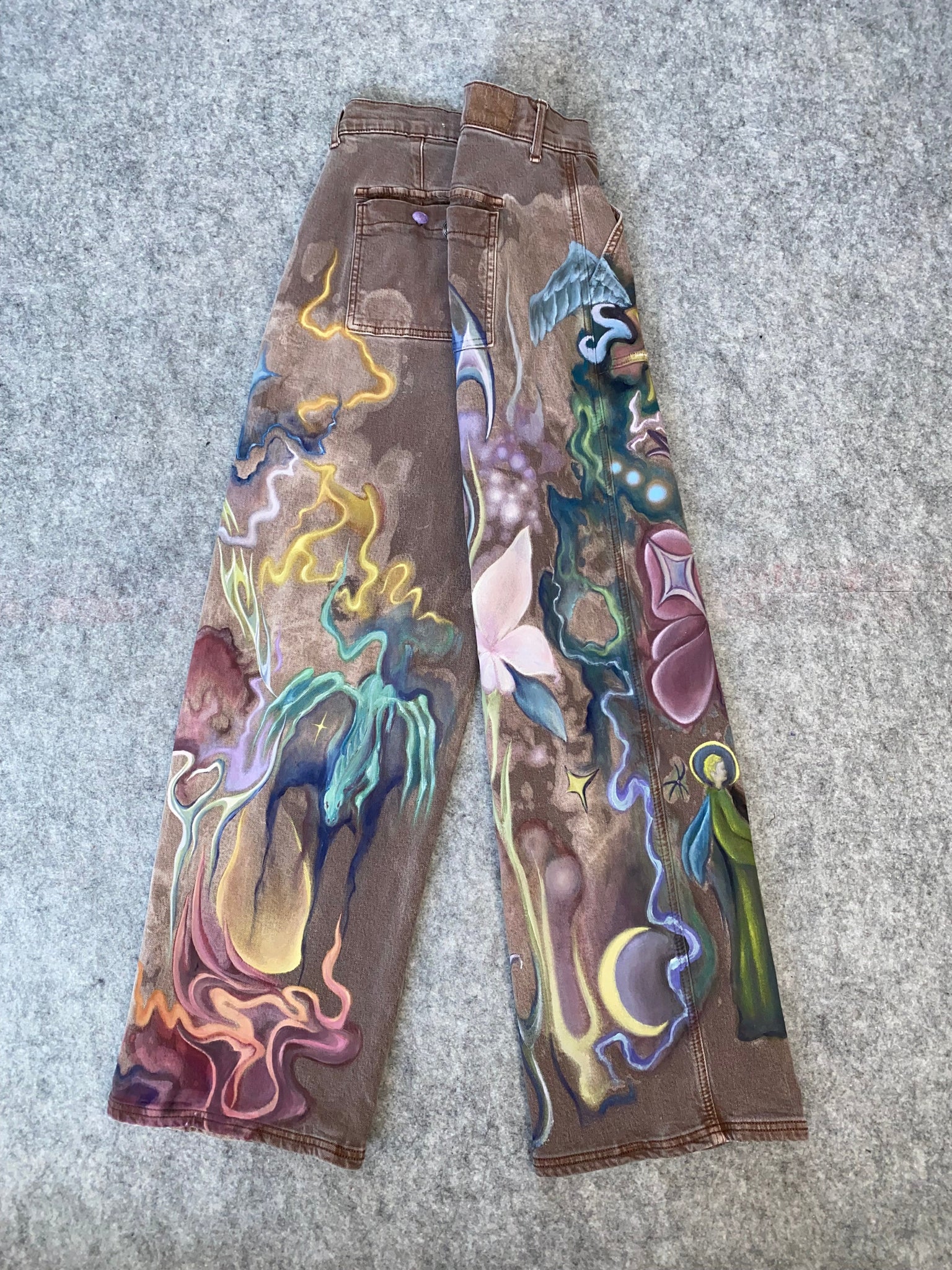 ‘Symbolic World’ Hand-Painted Unique Women's Stretchy Jeans