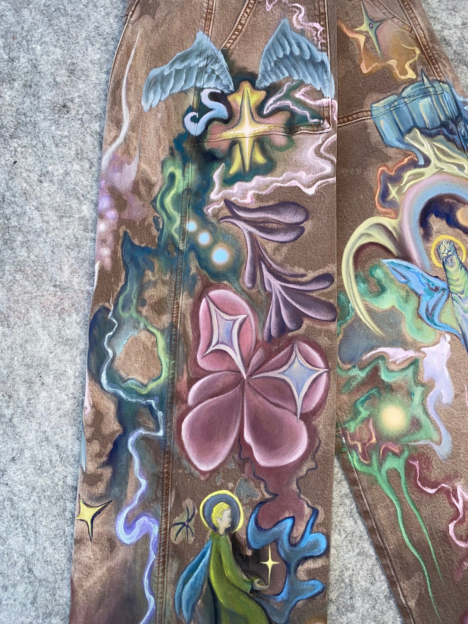 ‘Symbolic World’ Hand-Painted Unique Women's Stretchy Jeans