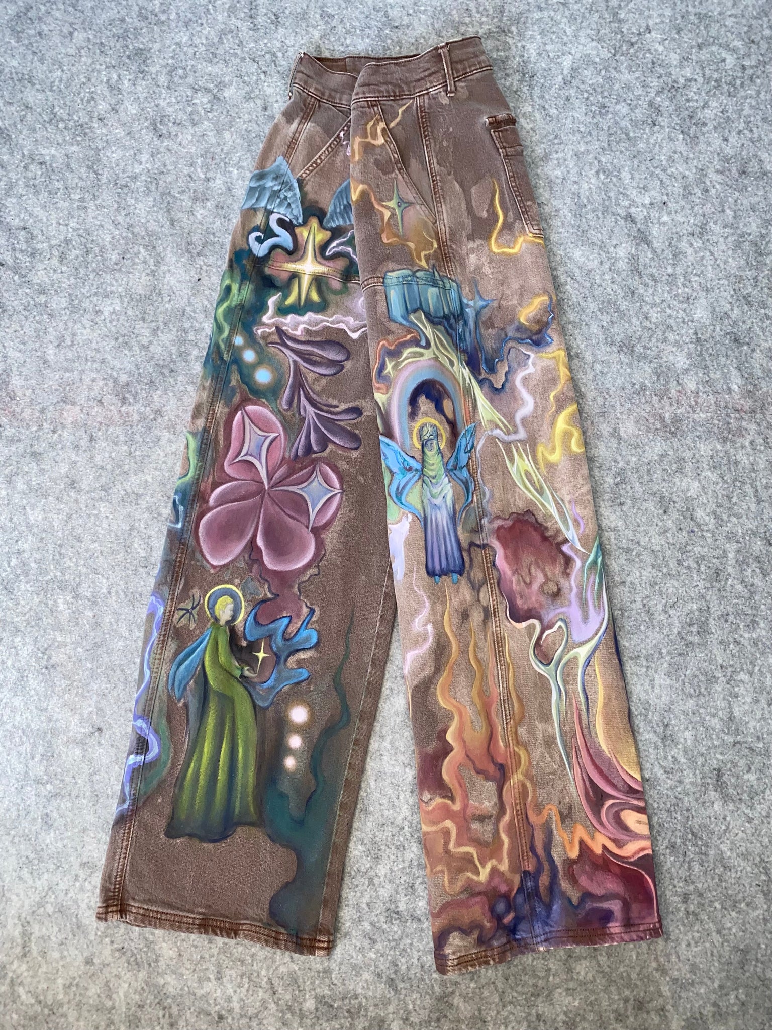 ‘Symbolic World’ Hand-Painted Unique Women's Stretchy Jeans