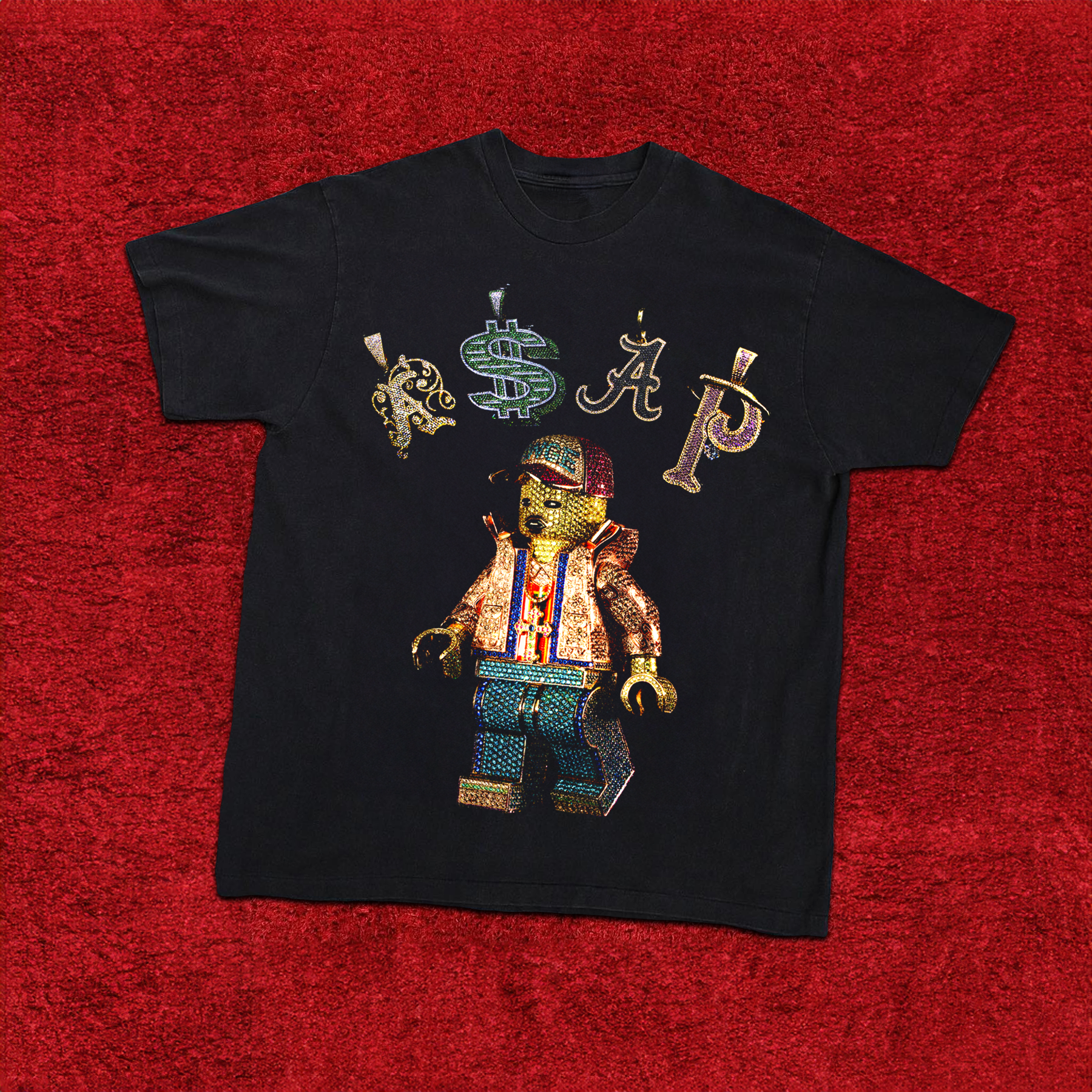 A$AP FLACKO MERCH '24 'A$AP MINIFIGURE' HEAVYWEIGHT BLACK T-SHIRT