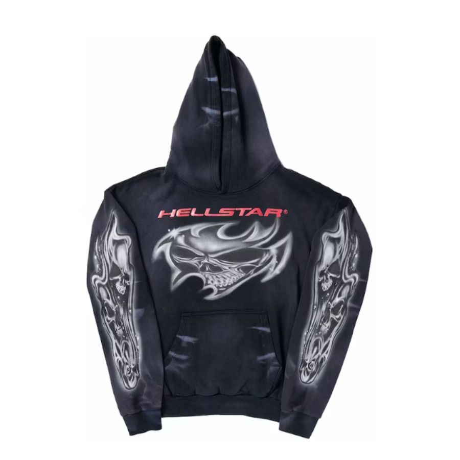 Airbrushed Skull Hoodie Black