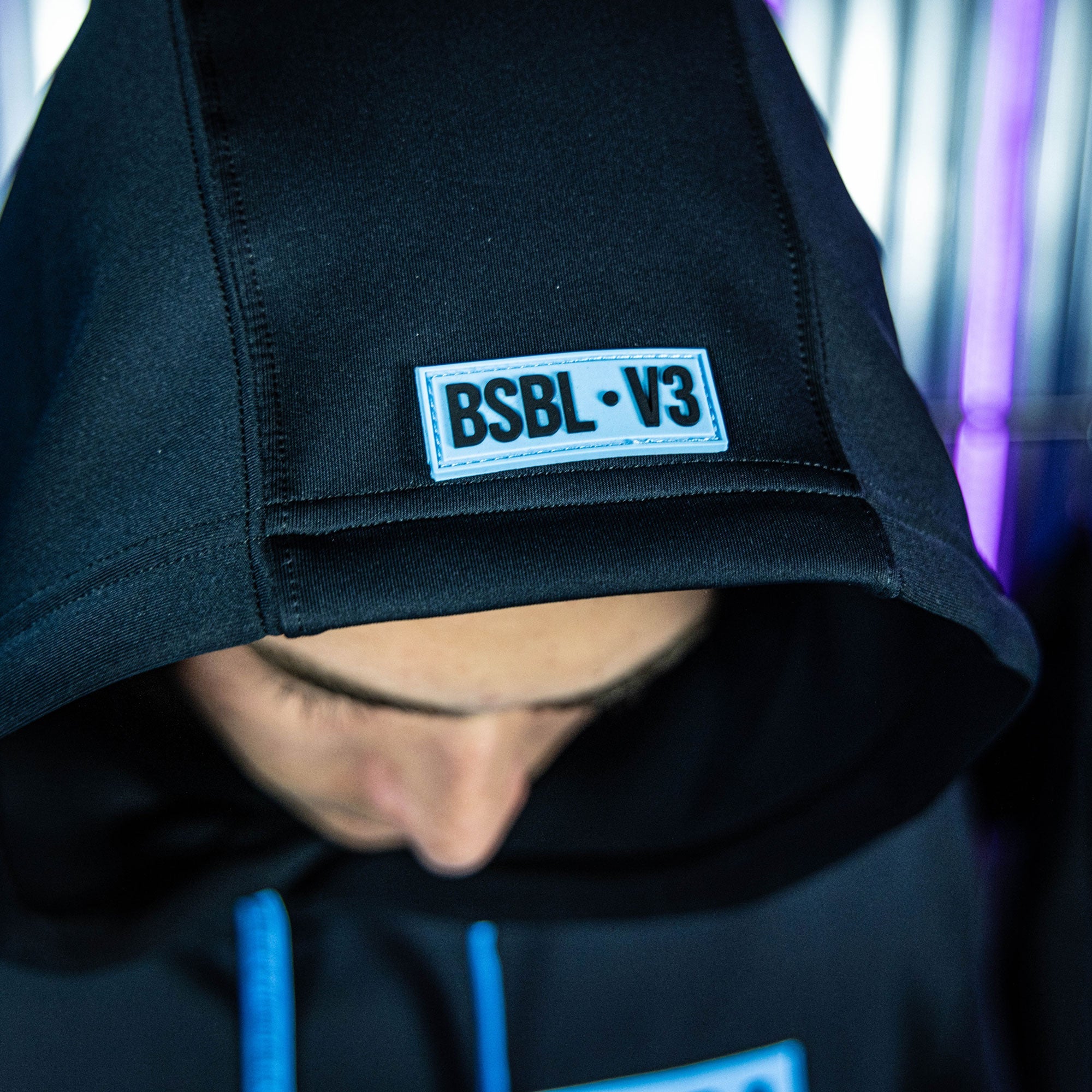 BSBL-SZN Short Sleeve Hoodie V3 Black/Light Blue