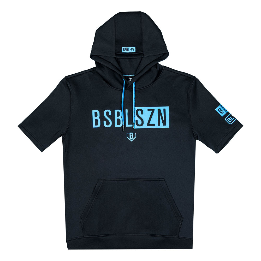 BSBL-SZN Short Sleeve Hoodie V3 Black/Light Blue