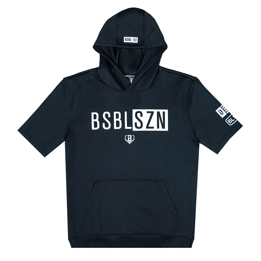 BSBL-SZN Youth Short Sleeve Hoodie V3 Black/White