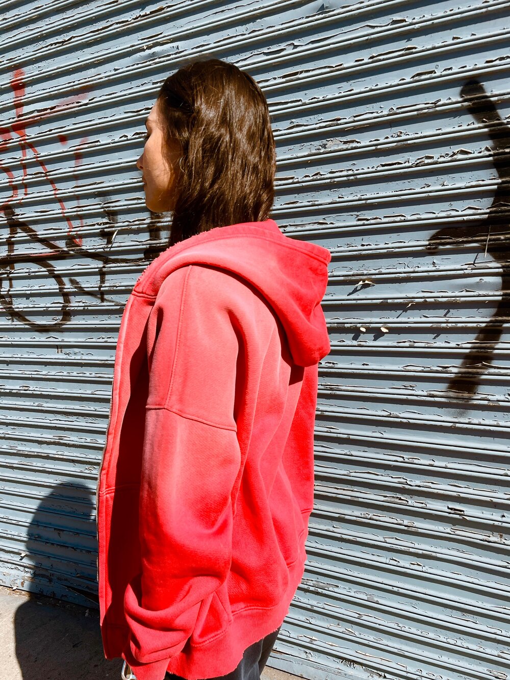 OVERSIZE ZIP UP HOODIE / AGED RED