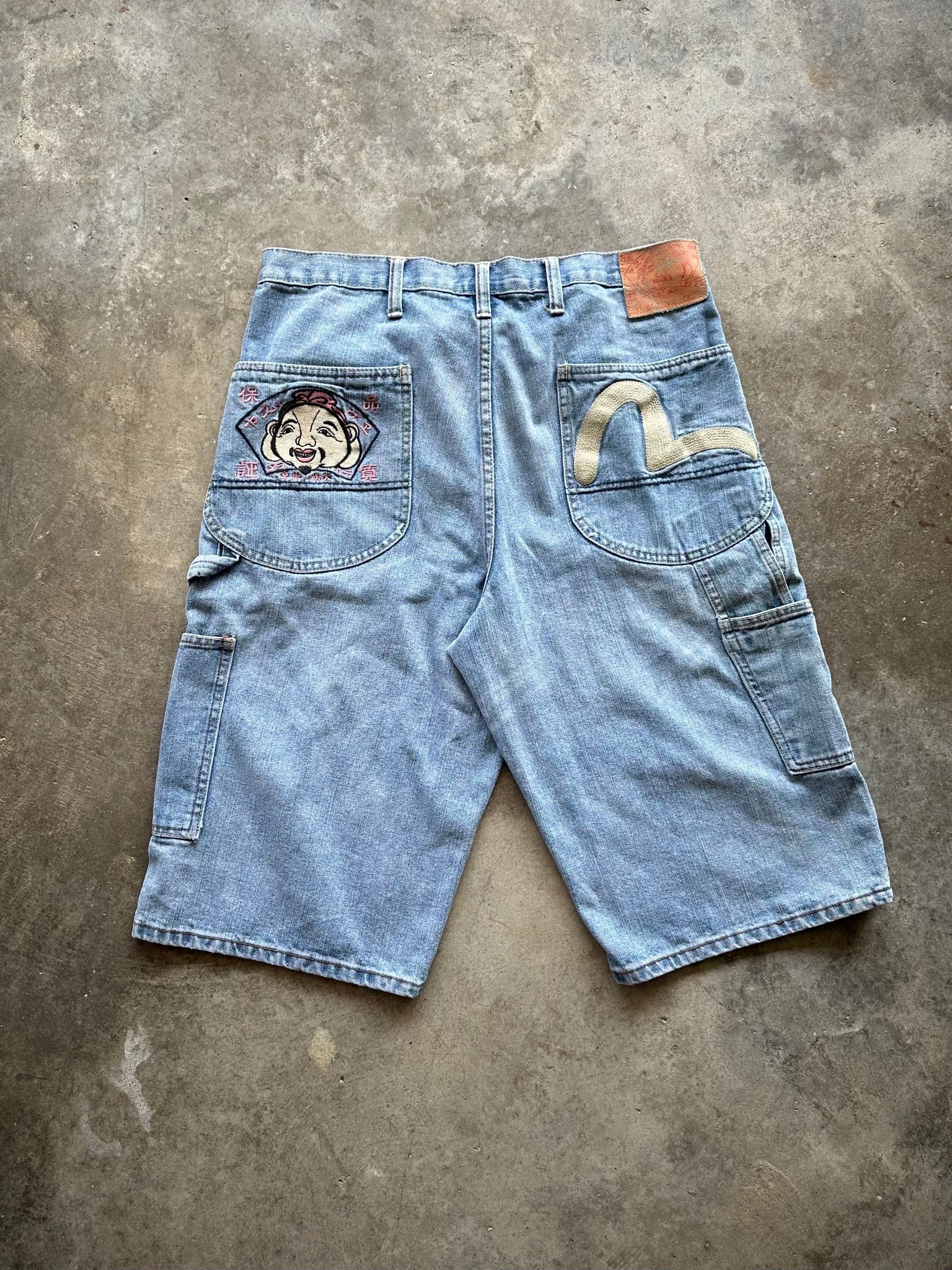 (34) Evisu Embroidered Denim Shorts