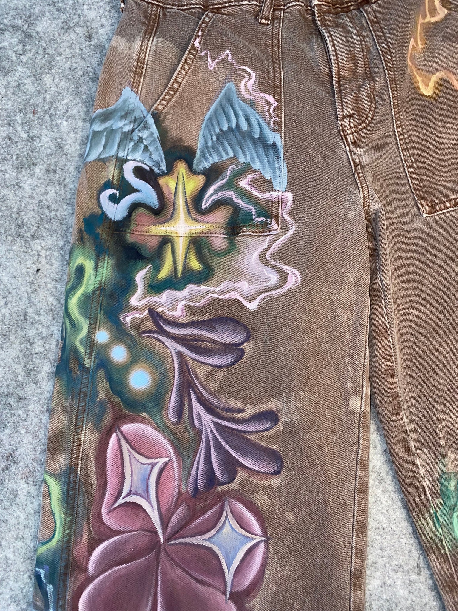 ‘Symbolic World’ Hand-Painted Unique Women's Stretchy Jeans