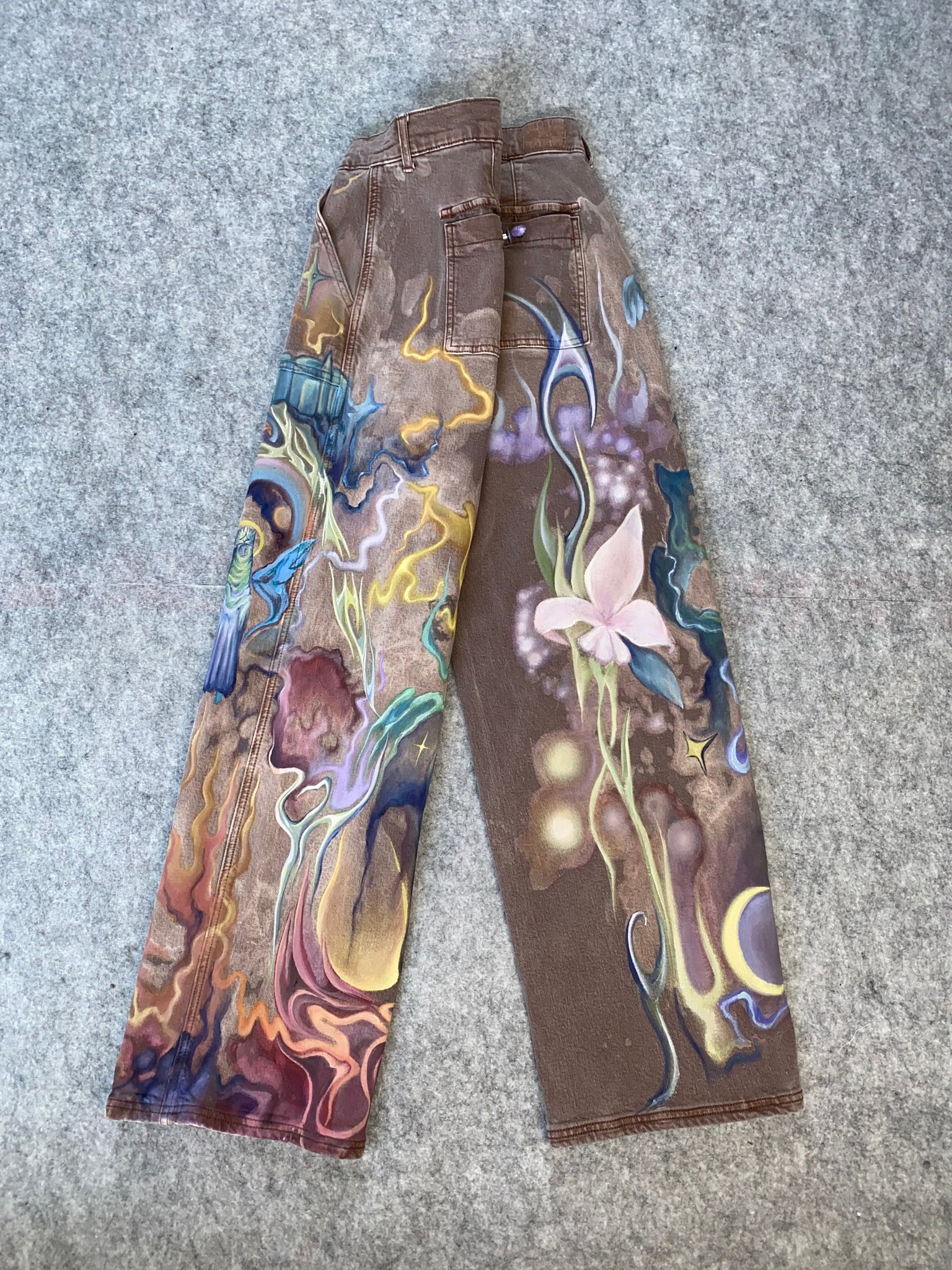 ‘Symbolic World’ Hand-Painted Unique Women's Stretchy Jeans