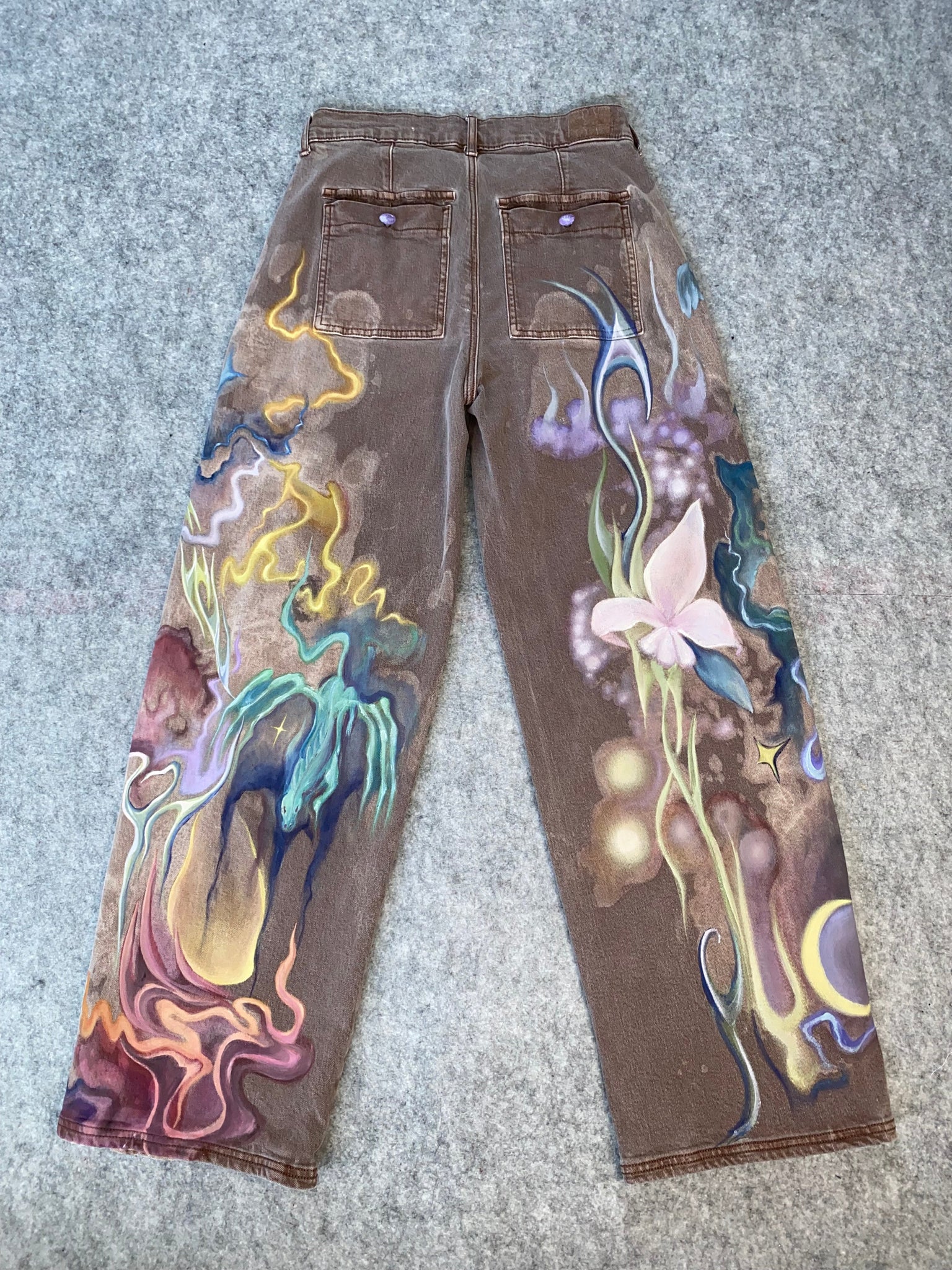 ‘Symbolic World’ Hand-Painted Unique Women's Stretchy Jeans