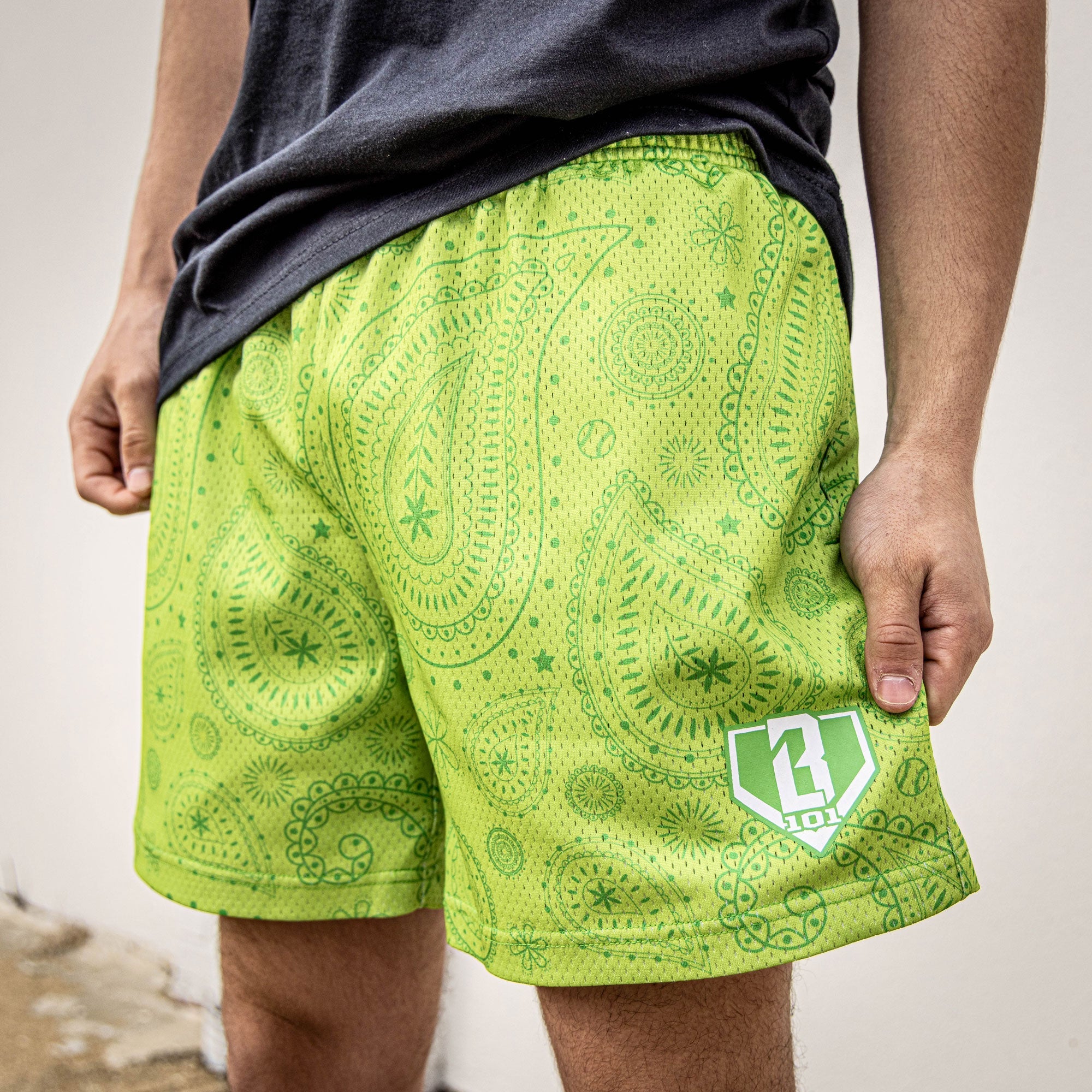 Paisley Youth Shorts - Green