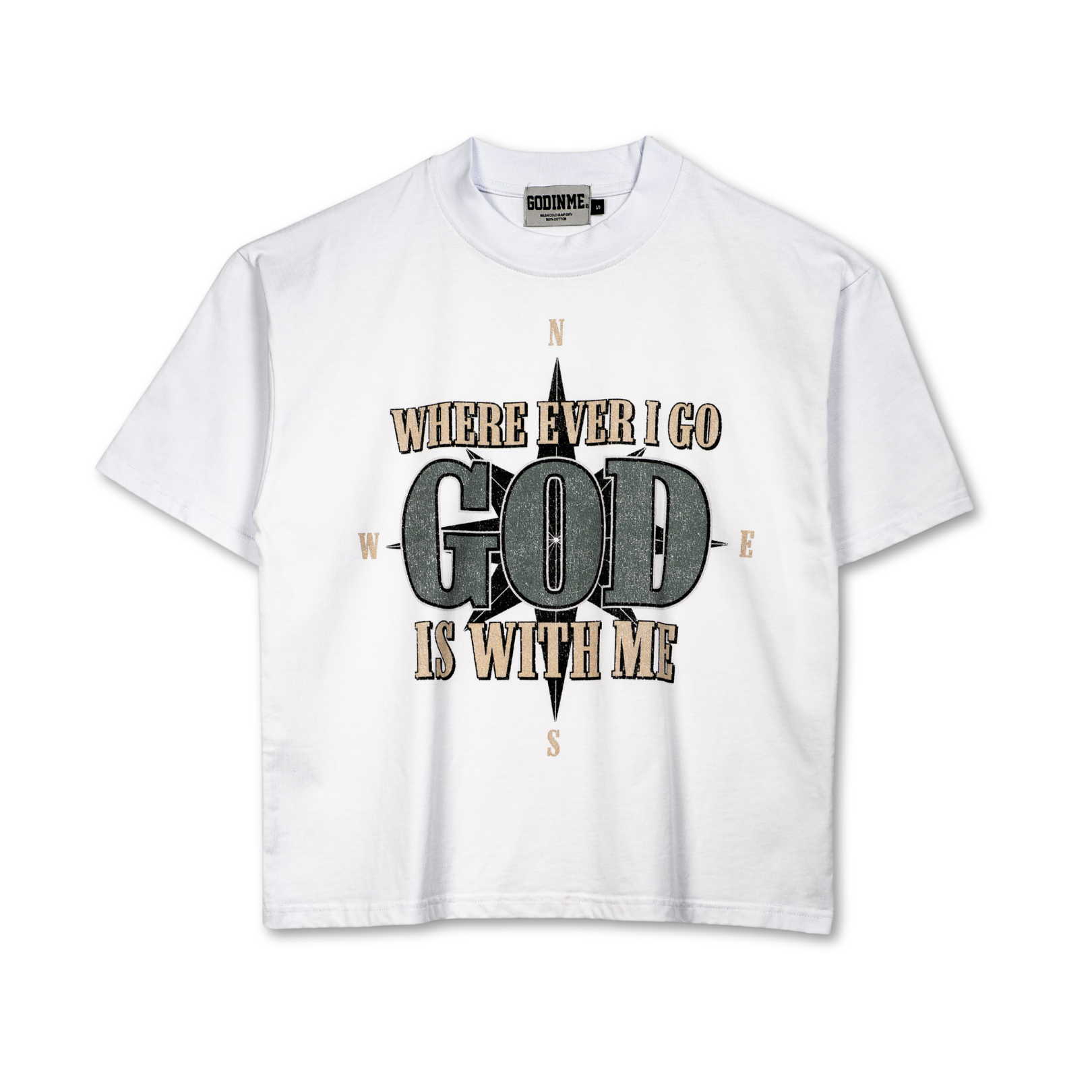 "GOD IS WITH ME" BOXY TEE (WHITE)