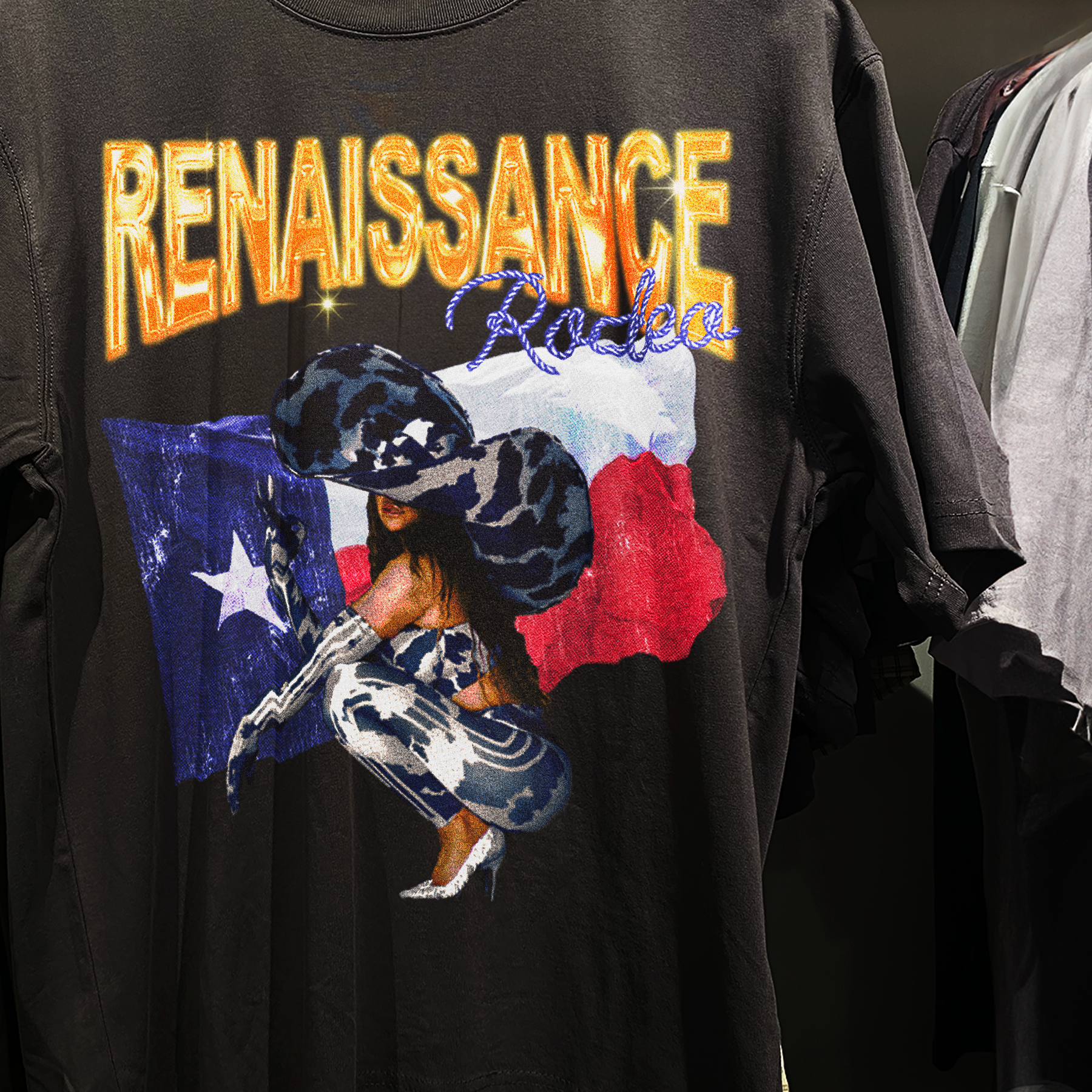 BEE FIERCE RODEO RENAISSANCE VINTAGE BLACK T-SHIRT