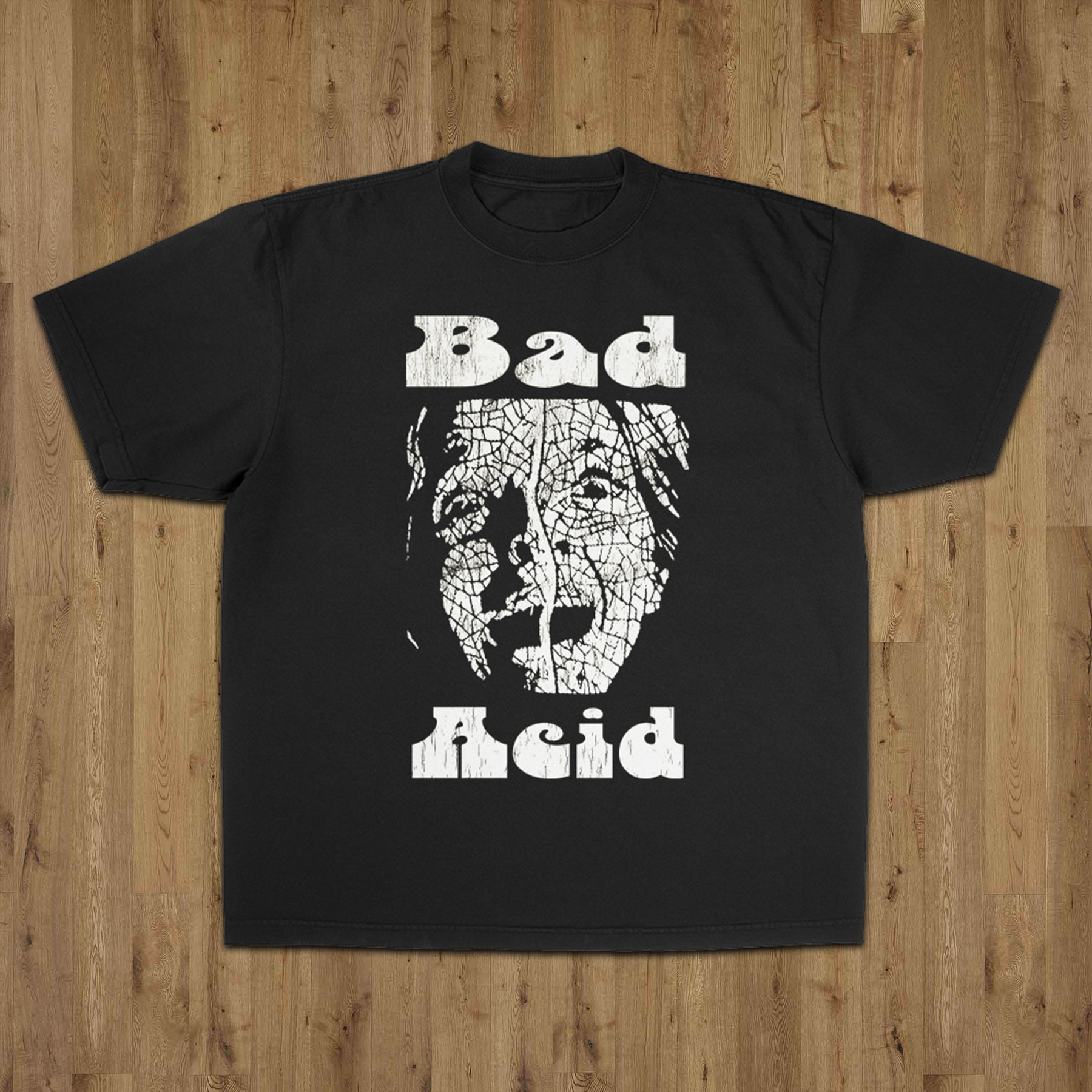 BAD ACID RECORDS BLACK HEAVY WEIGHT T-SHIRT