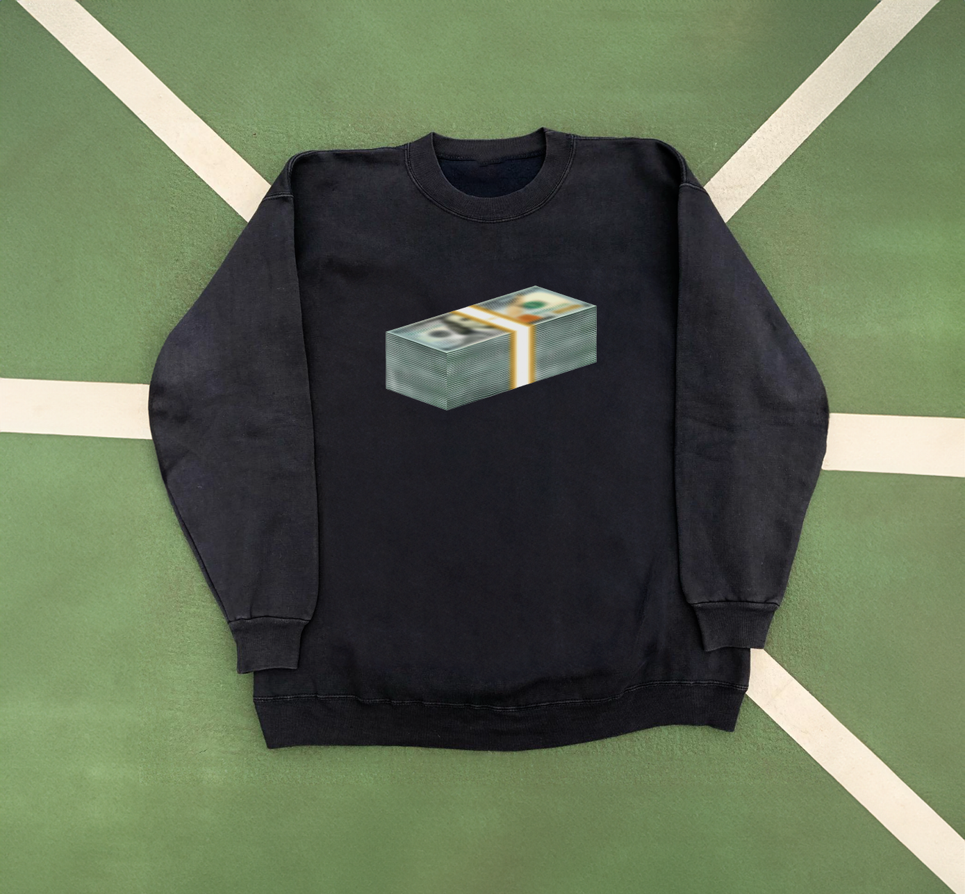 BLURRY US D0LLAR CREWNECK BLACK