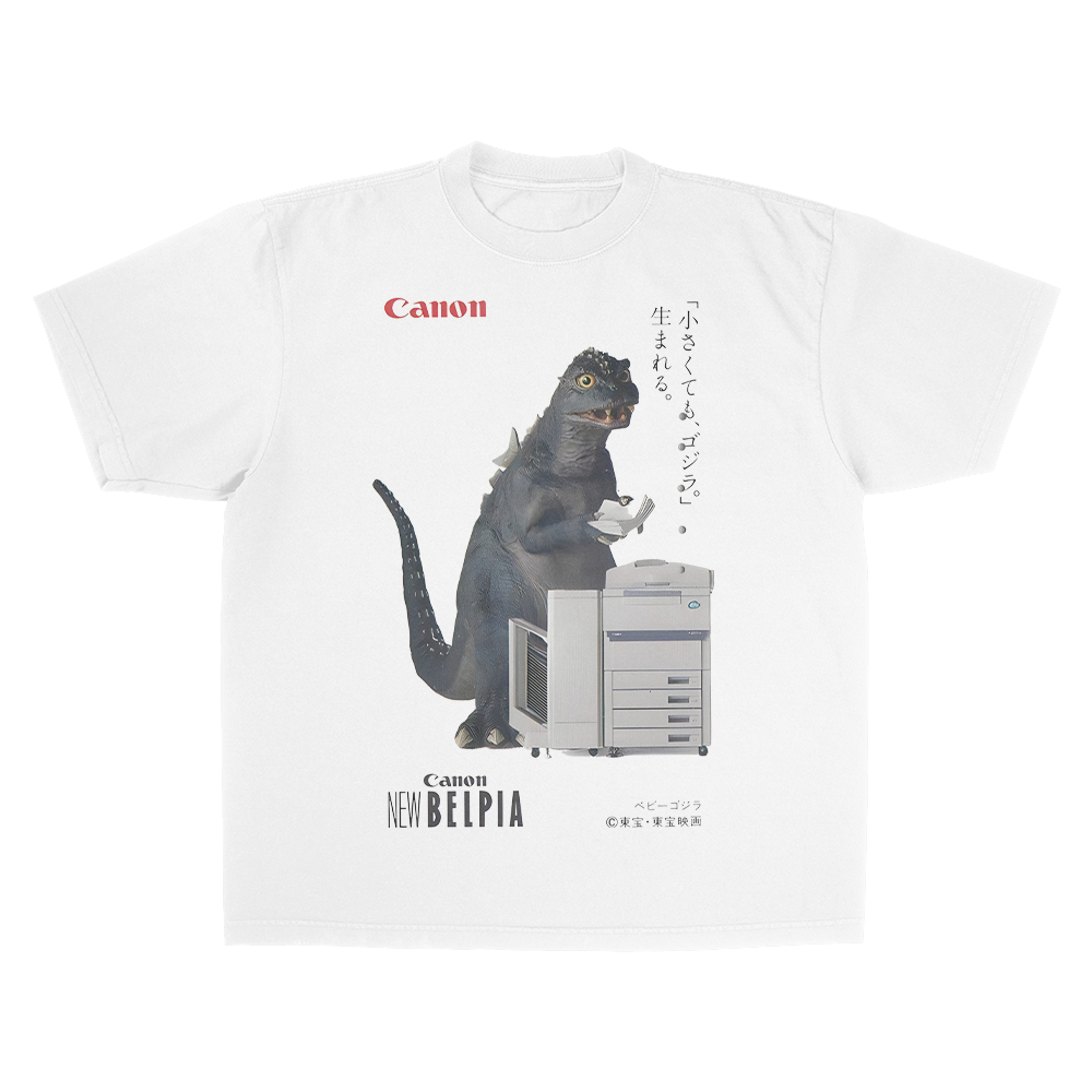 CANON GODZILLA HEAVY WEIGHT WHITE T-SHIRT