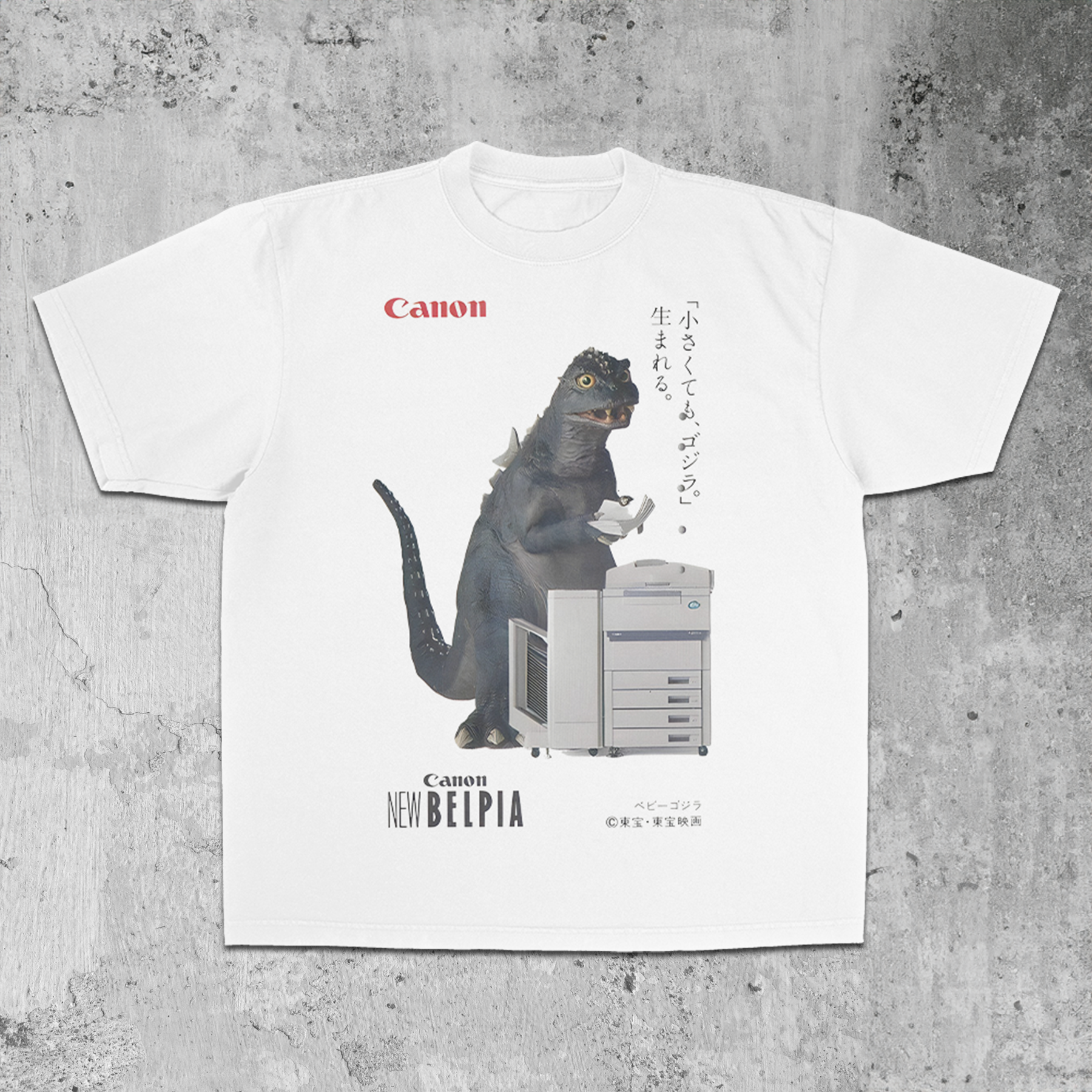 CANON GODZILLA HEAVY WEIGHT WHITE T-SHIRT