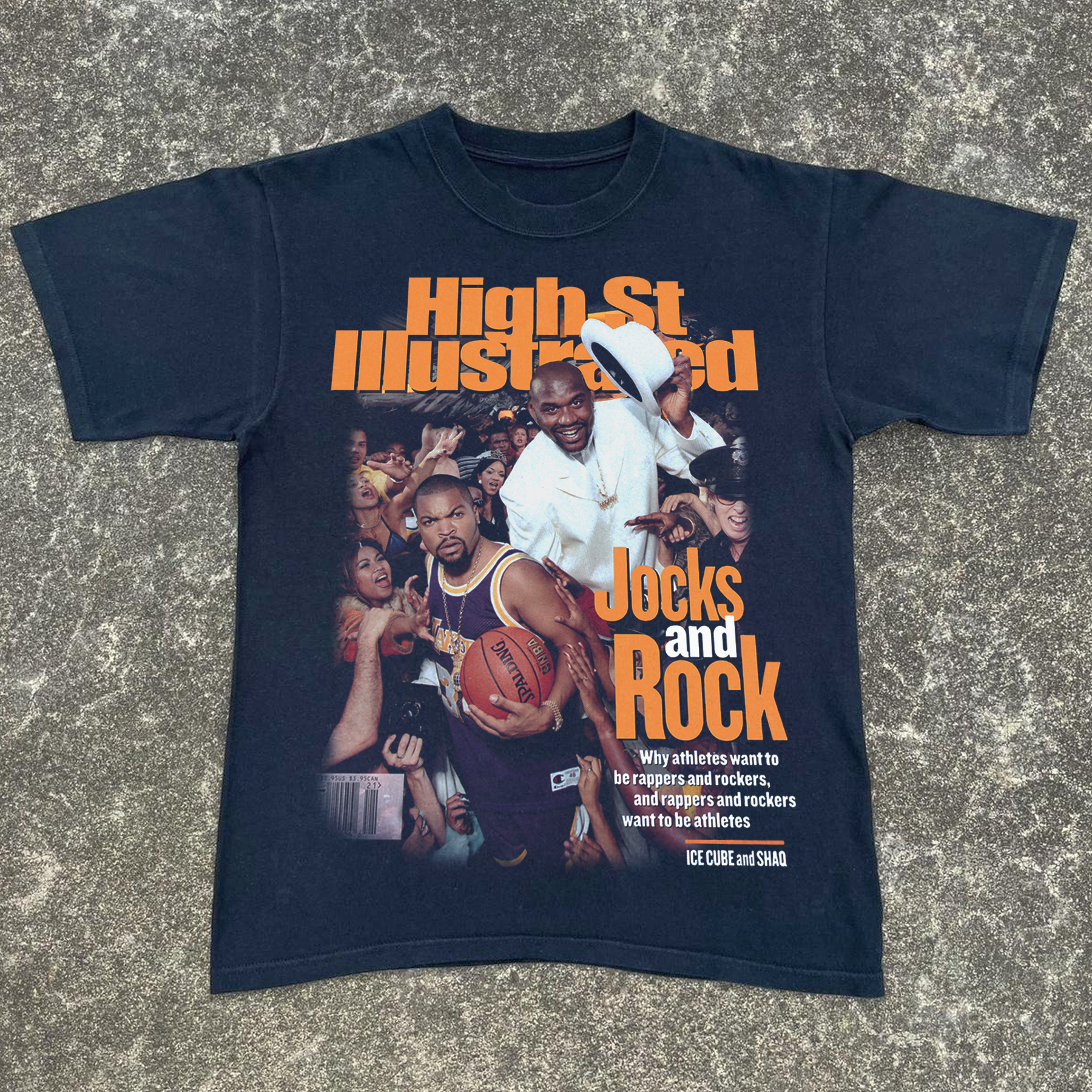 HIGH ST ILLUSTRATED 'ICE CUBE AND SHAQ' 1999 COVER BLACK HEAVYWEIGHT T-SHIRT