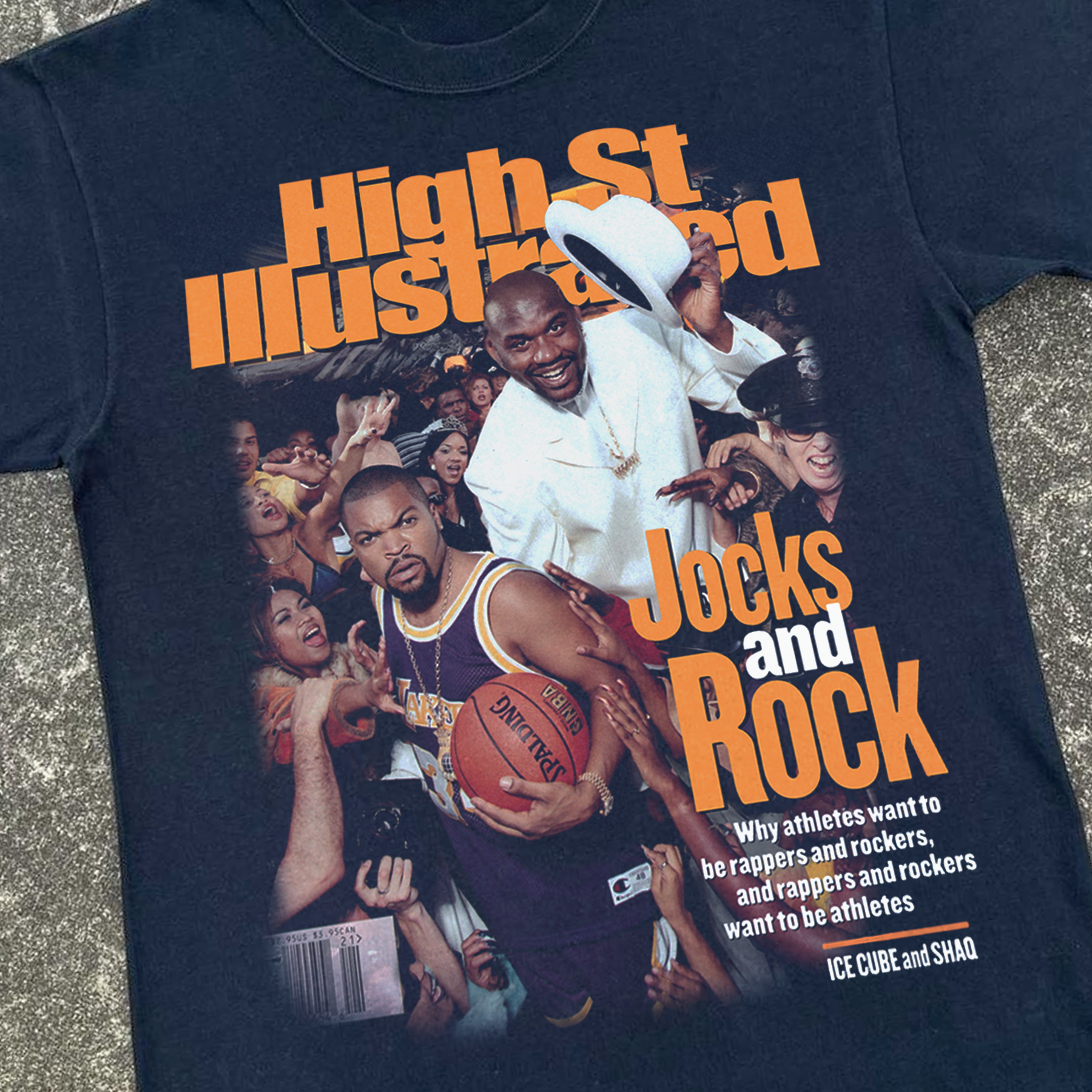 HIGH ST ILLUSTRATED 'ICE CUBE AND SHAQ' 1999 COVER BLACK HEAVYWEIGHT T-SHIRT