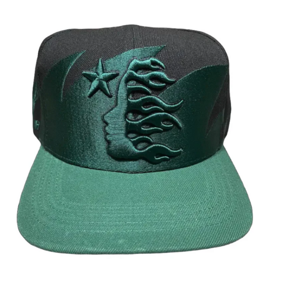 Hellstar Shark Teeth Snapback Crystal Hat Off Black/Green