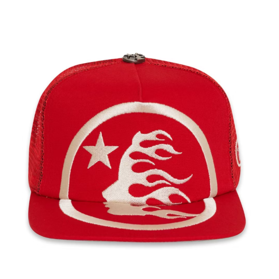 Hellstar Big Logo Trucker Snapback Hat Red