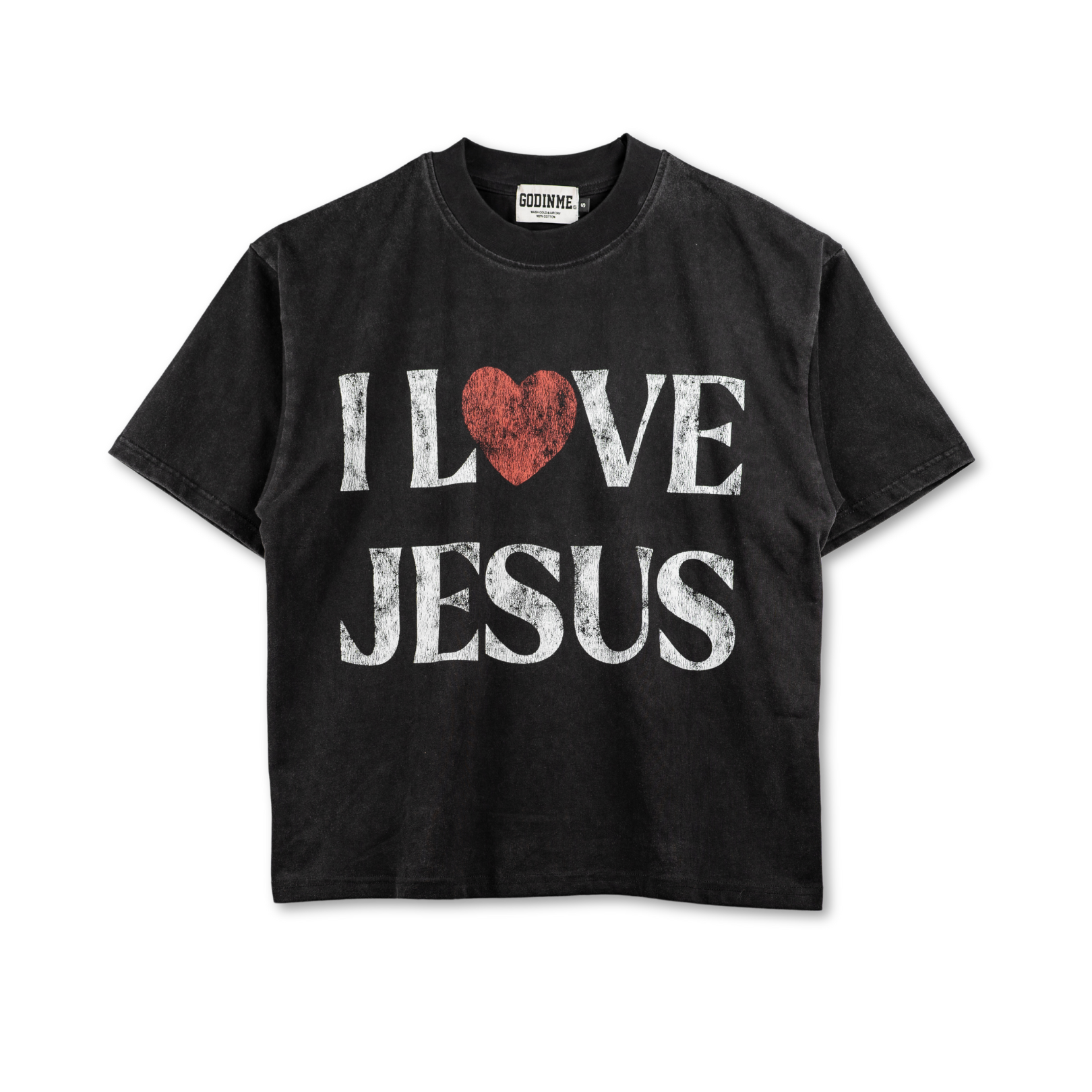 "I LOVE JESUS" BOXY TEE (BLACK)