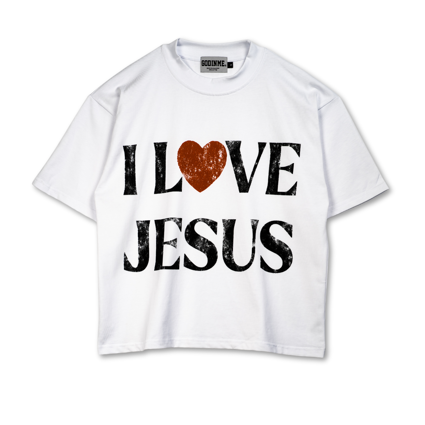 "I LOVE JESUS" BOXY TEE (WHITE)