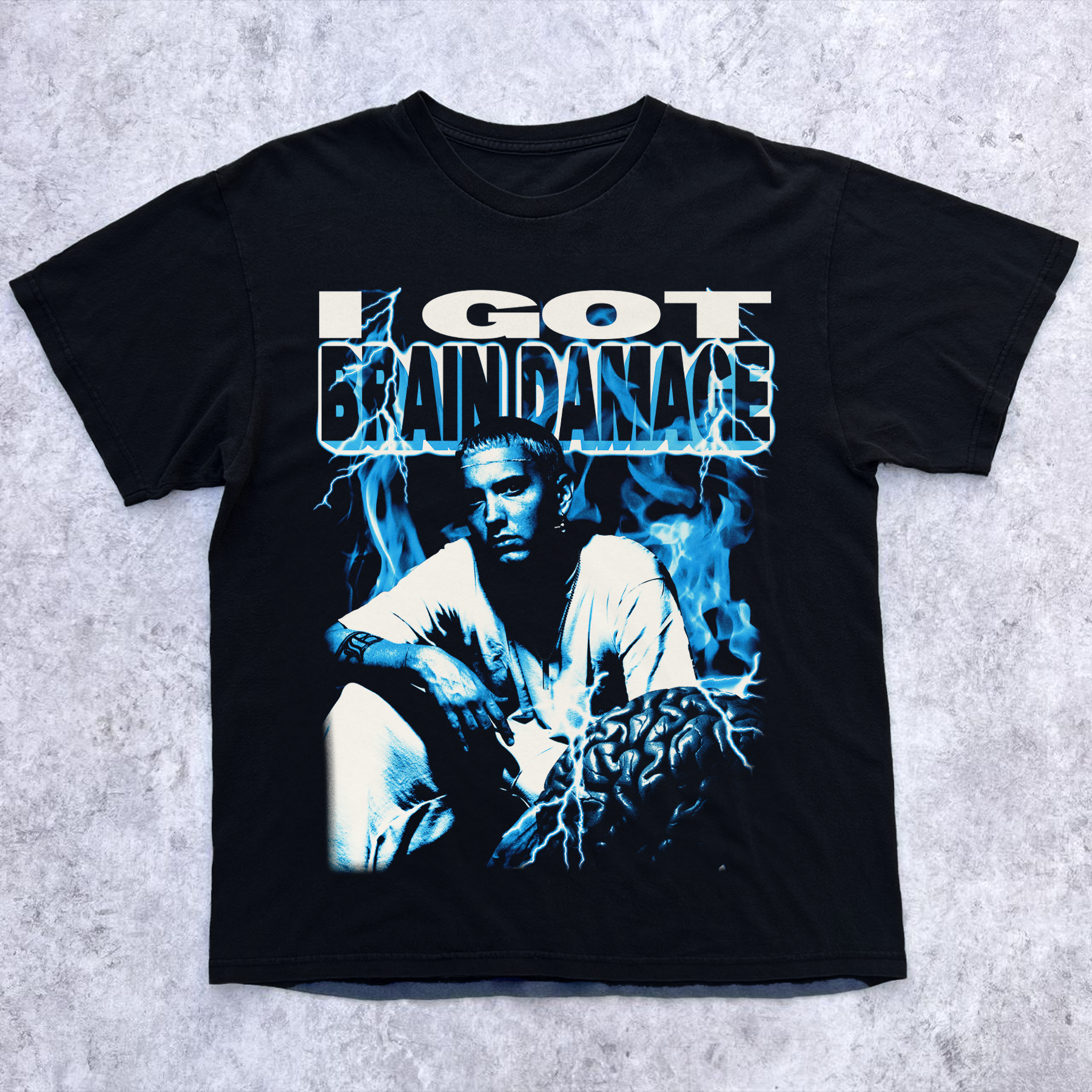 'I GOT BRAIN DAMAGE' 90s HEAVYWEIGHT BLACK T-SHIRT