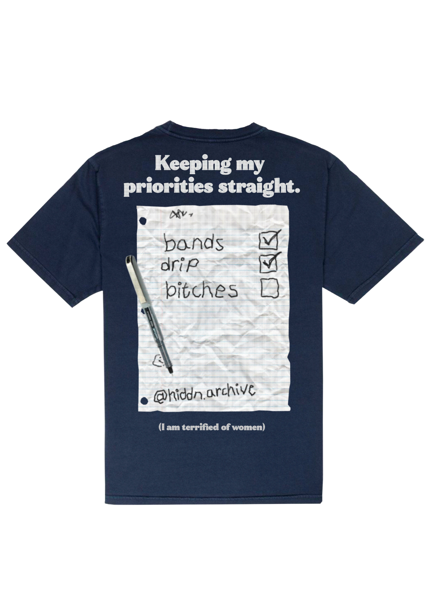 “Priorities” Navy Blue Graphic Tee