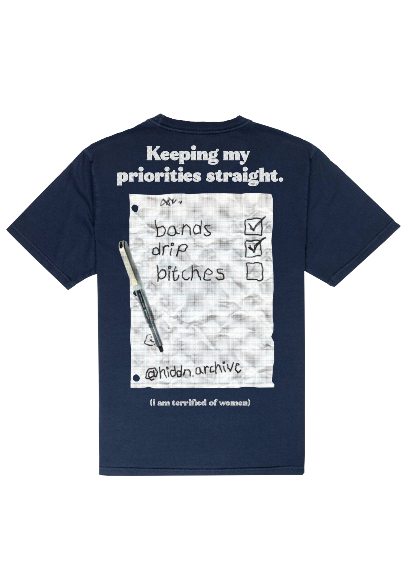 “Priorities” Navy Blue Graphic Tee