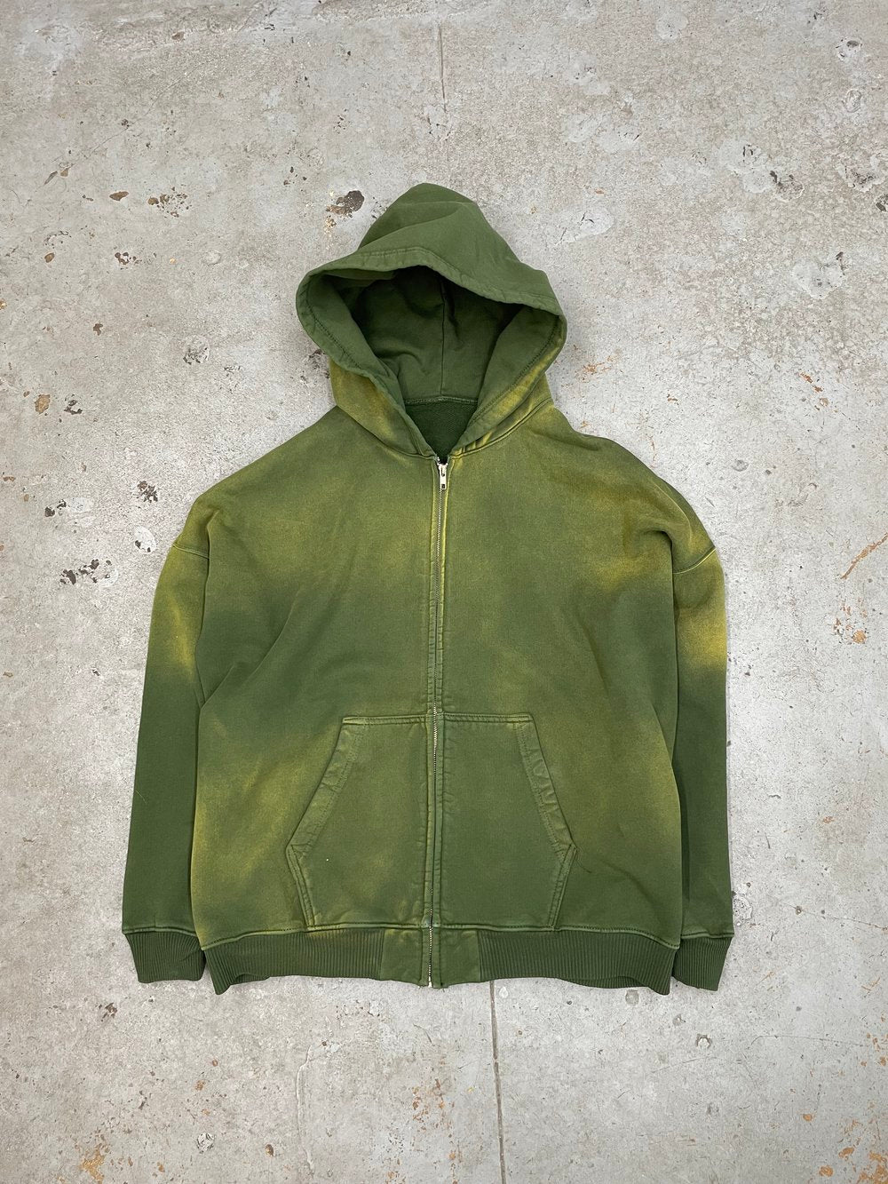 OVERSIZE ZIP UP HOODIE AGED FOREST GREEN