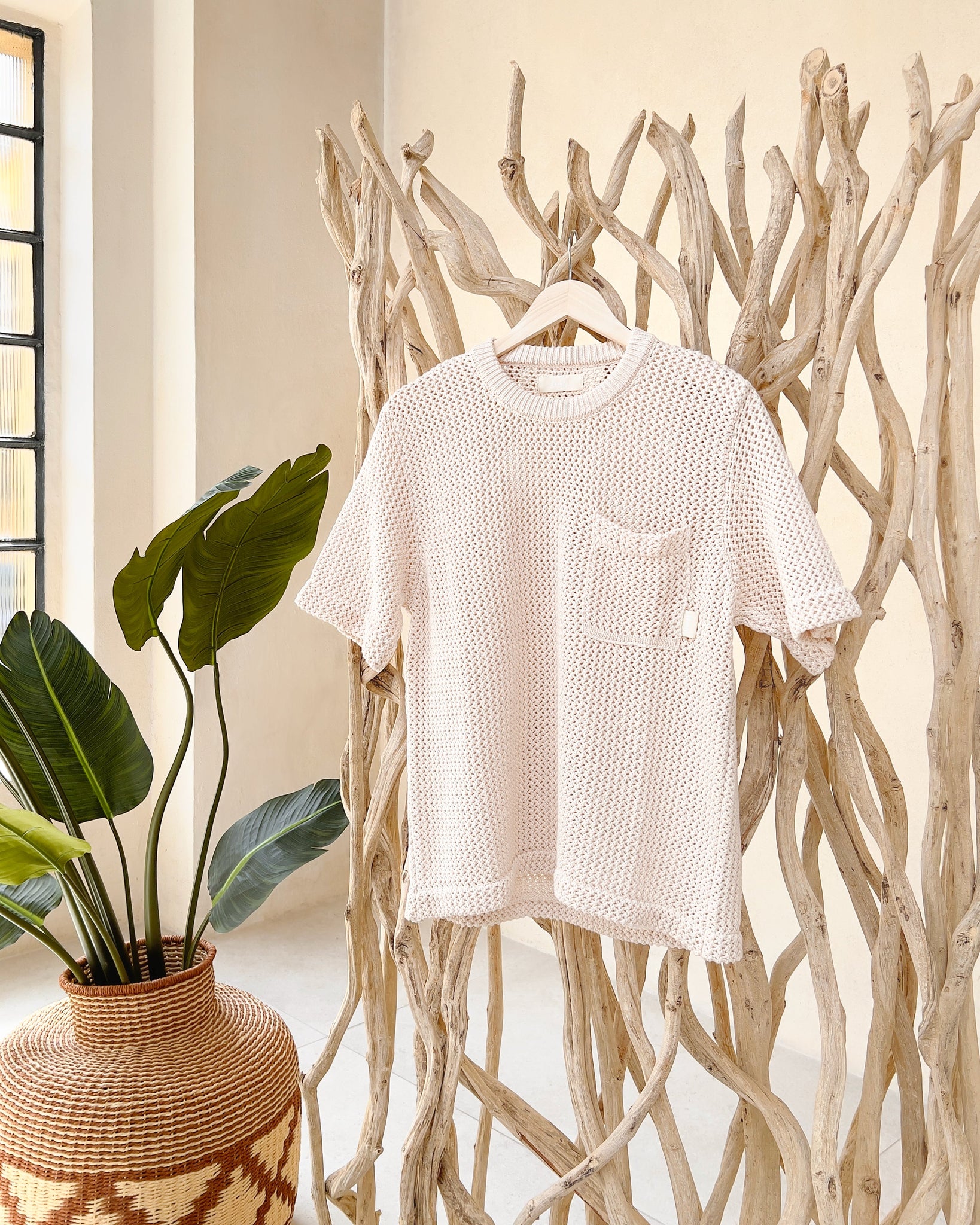 Cream Knitted T-Shirt