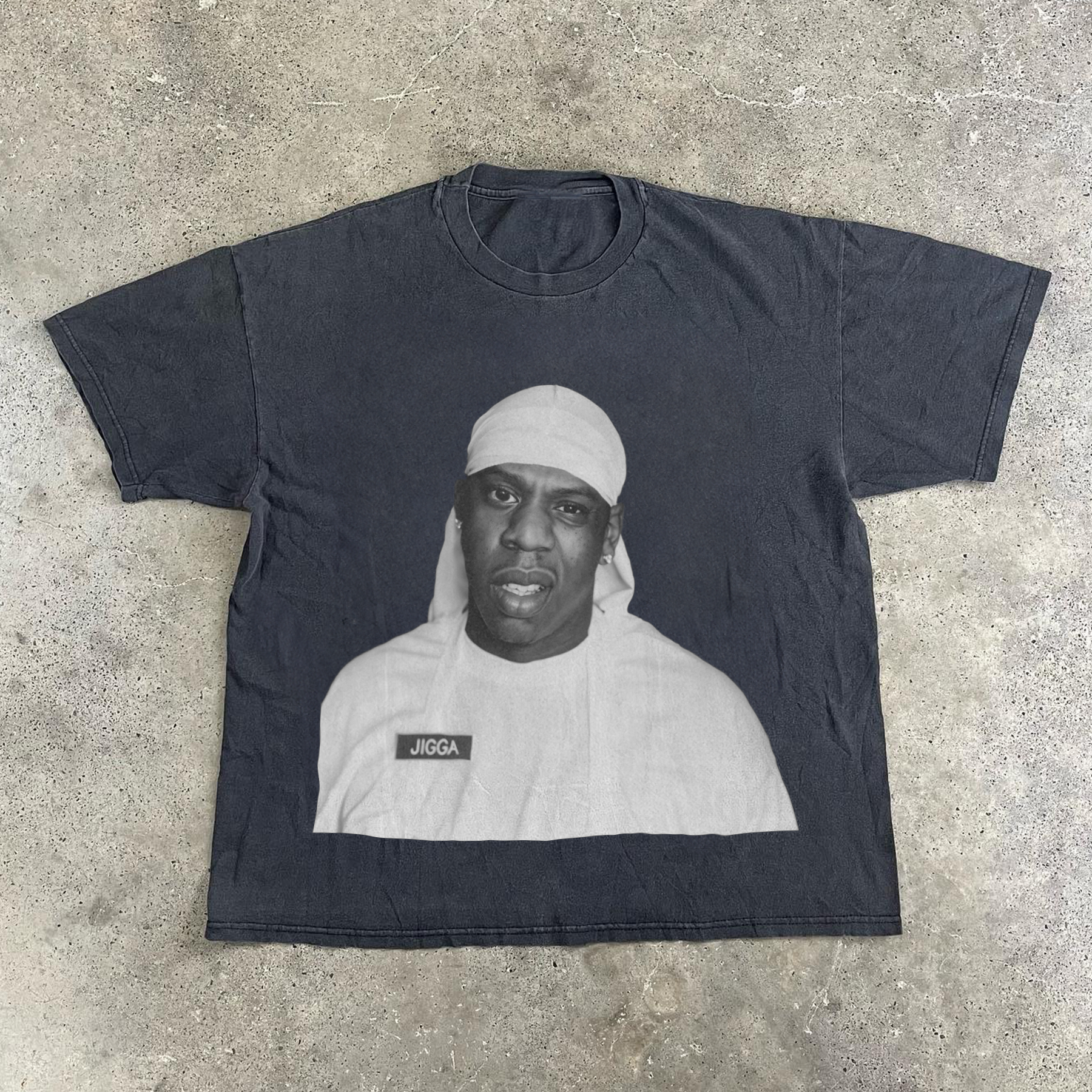 'JIGGA' 90s RAP TEE HEAVYWEIGHT BLACK T-SHIRT