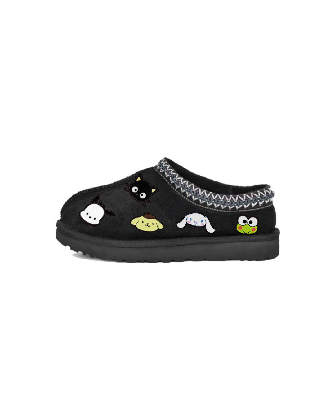 "KlTTY & FRlENDS" Black Slippers