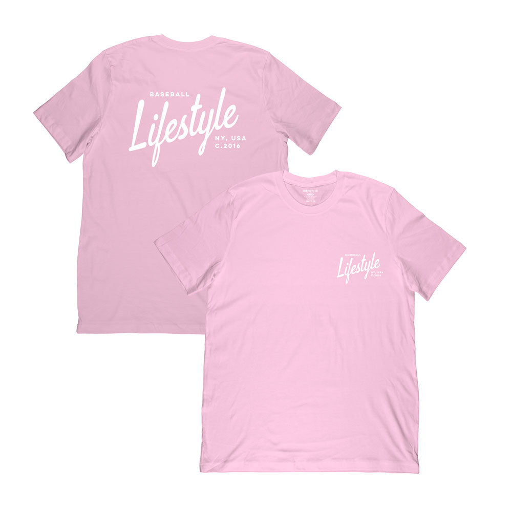 Signature Tee - Light Pink/White